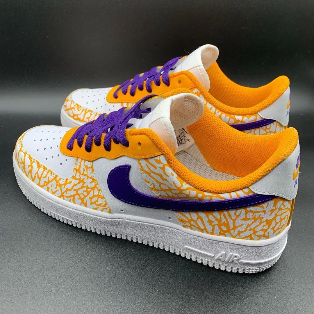 Orange Purple Crackle Custom Air Force 1-shecustomize