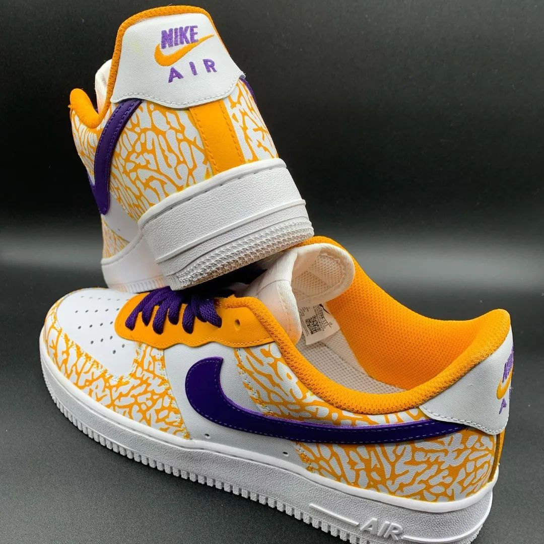 Orange Purple Crackle Custom Air Force 1-shecustomize