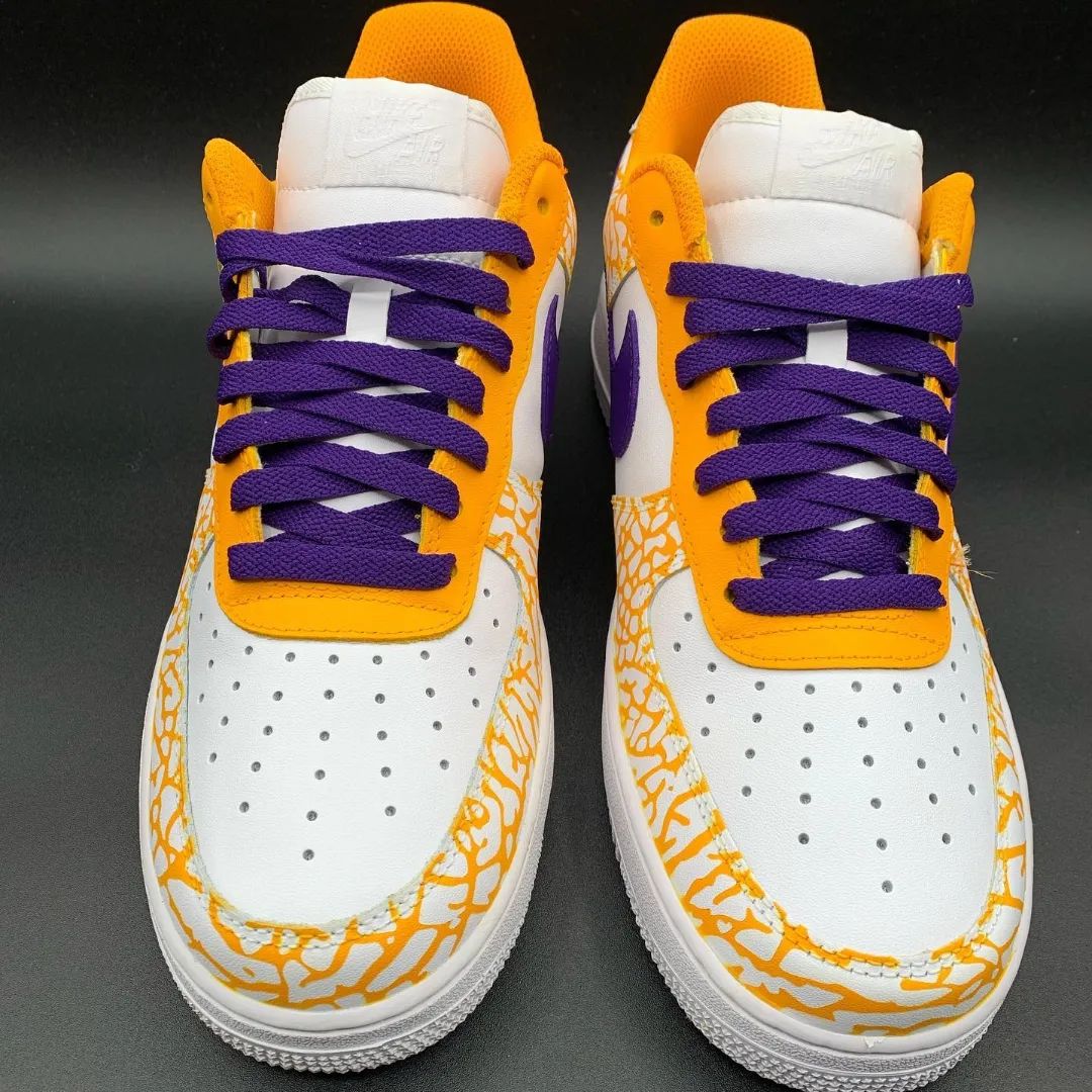 Orange Purple Crackle Custom Air Force 1-shecustomize