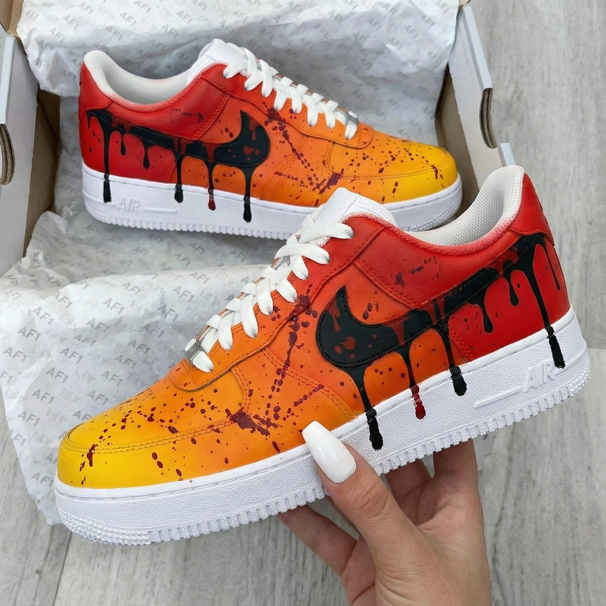 Orange Red Drip Custom Air Force 1 – SHECUSTOMIZE