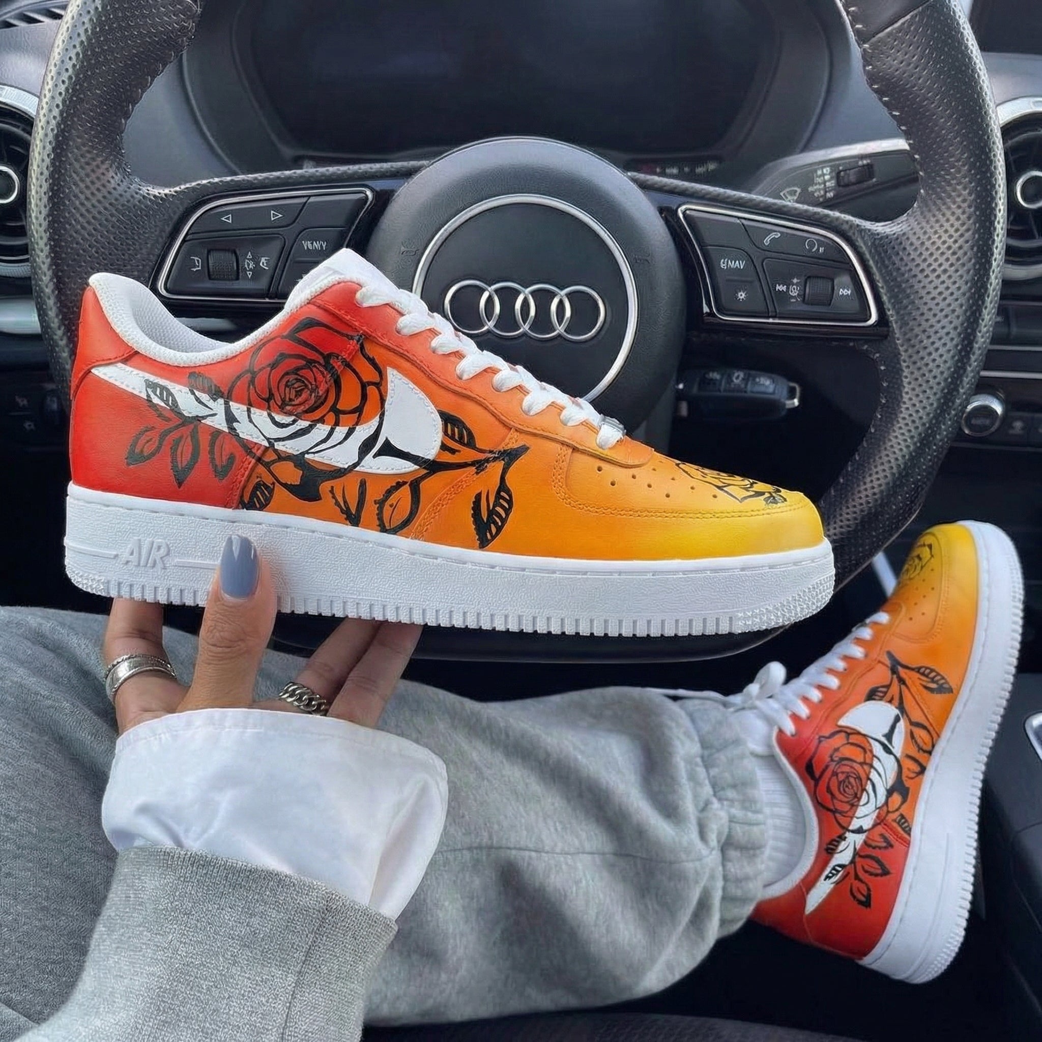 Orange Red Rose Custom Air Force 1-shecustomize