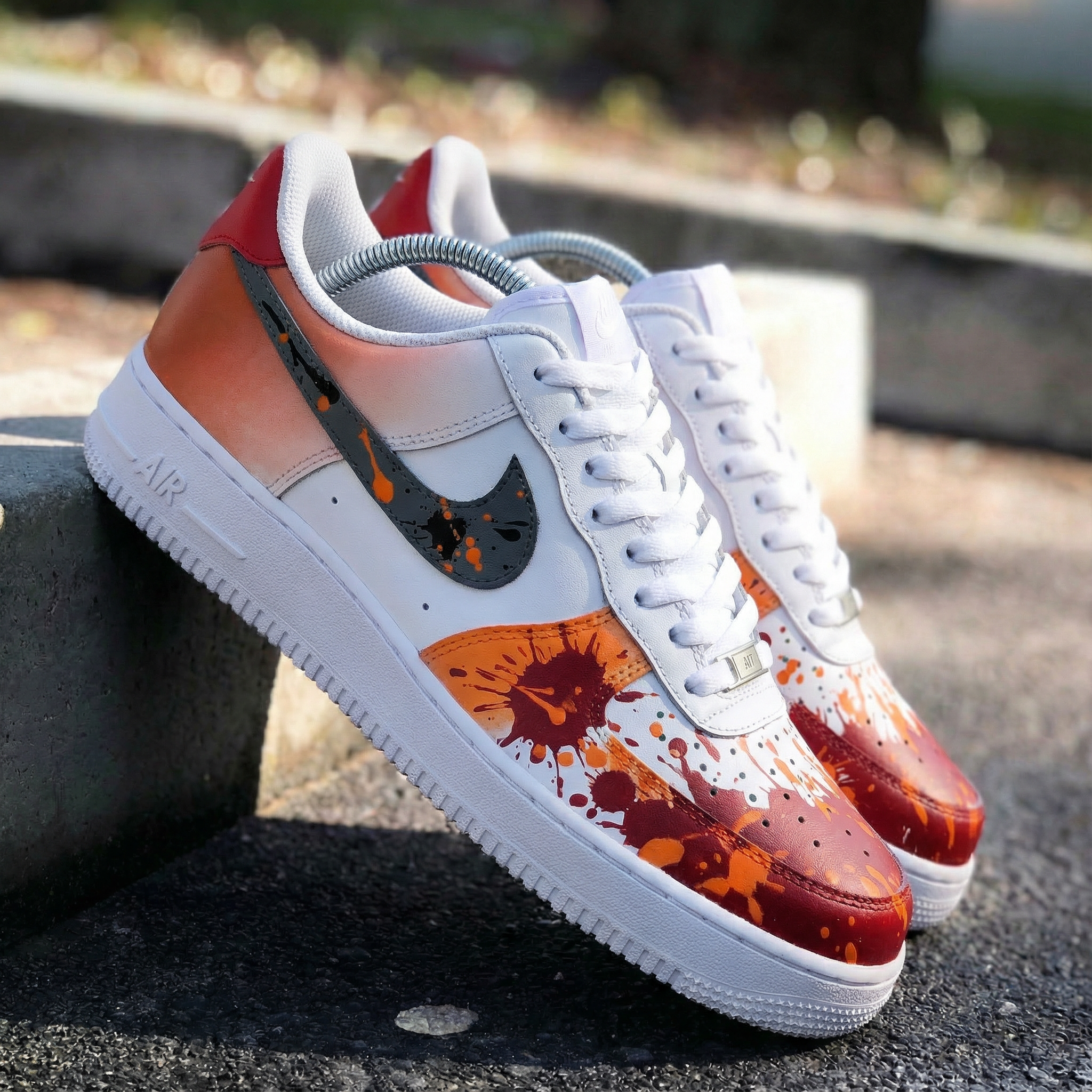 Orange Red Splatter Custom Air Force 1-shecustomize