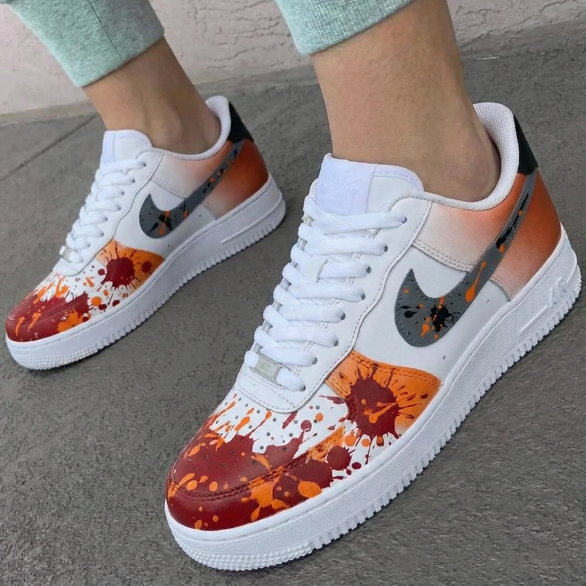 Orange Red Splatter Custom Air Force 1-shecustomize