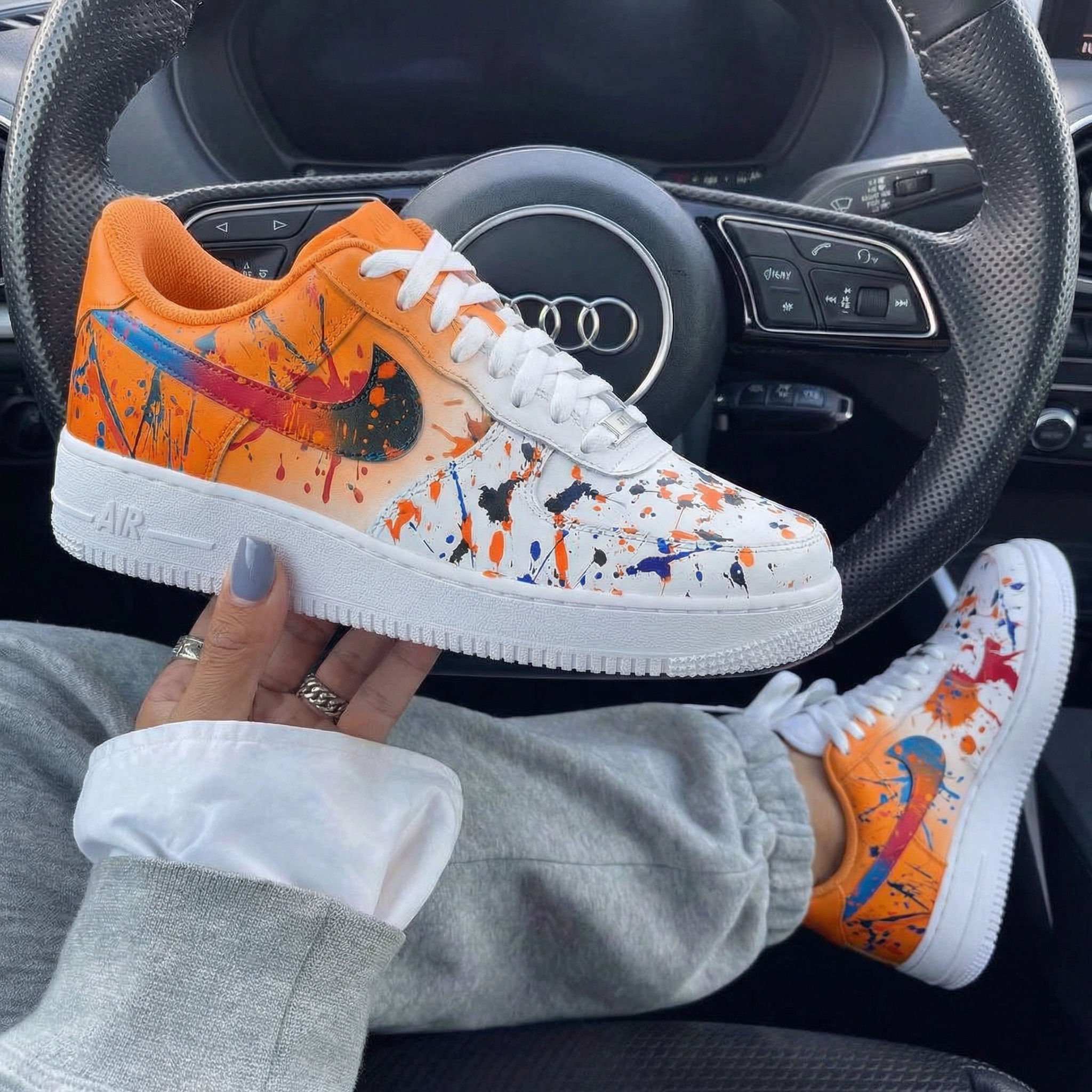 Orange Splatter Custom Air Force 1-shecustomize