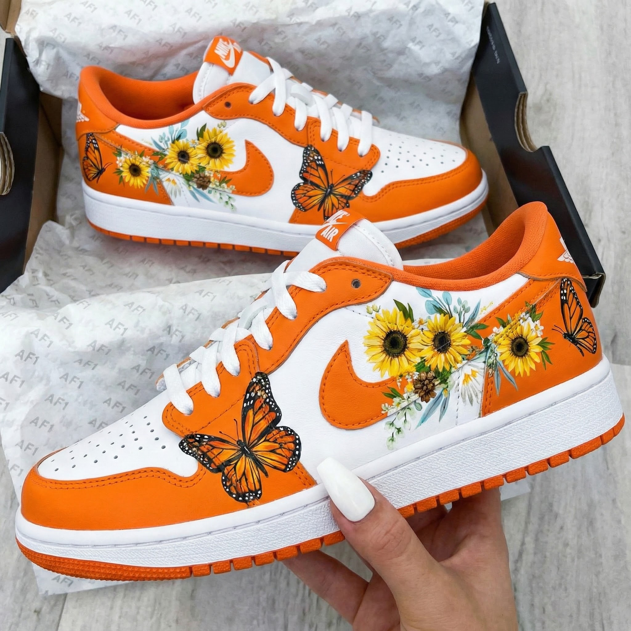 Orange Sunflower Butterflies Custom Air Force 1-shecustomize