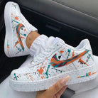 Orange Teal Paint Splatter Custom Air Force 1-shecustomize