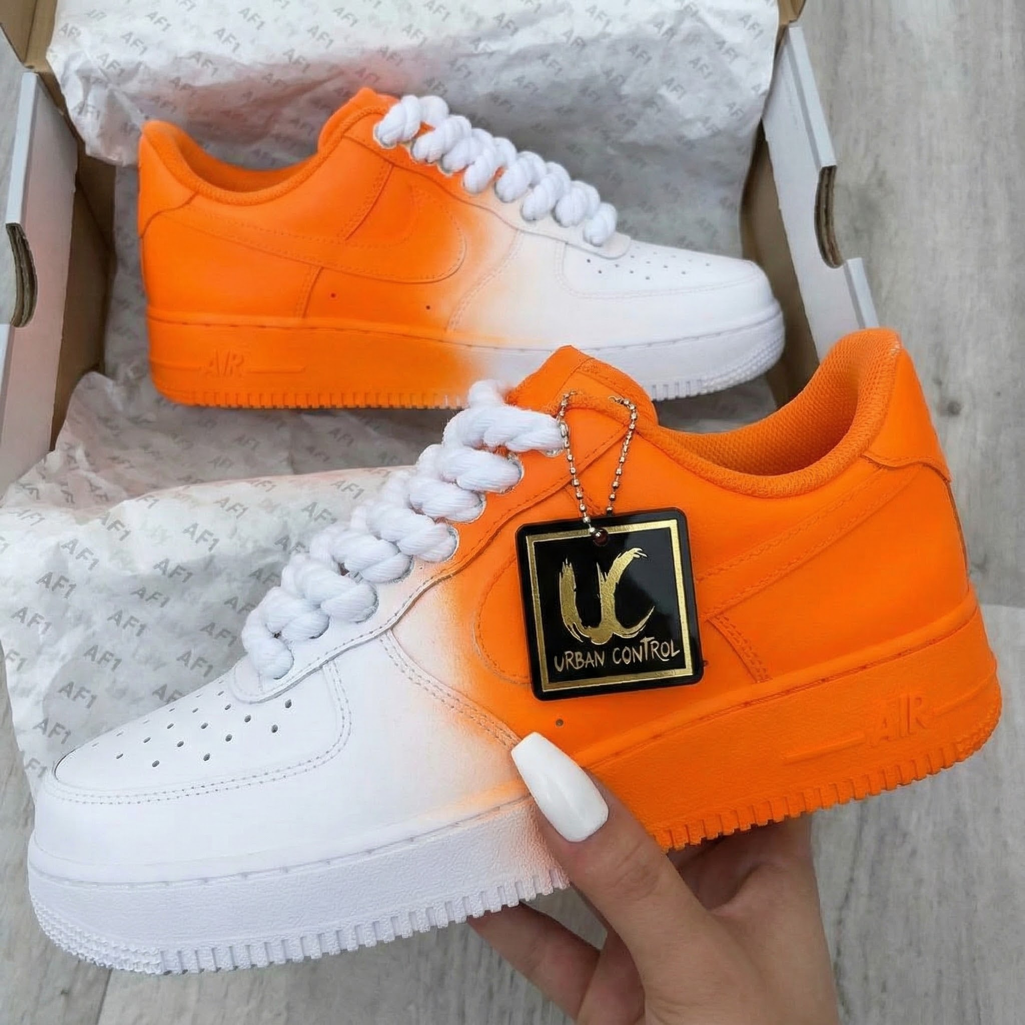 Orange White Ombre Custom Air Force 1-shecustomize