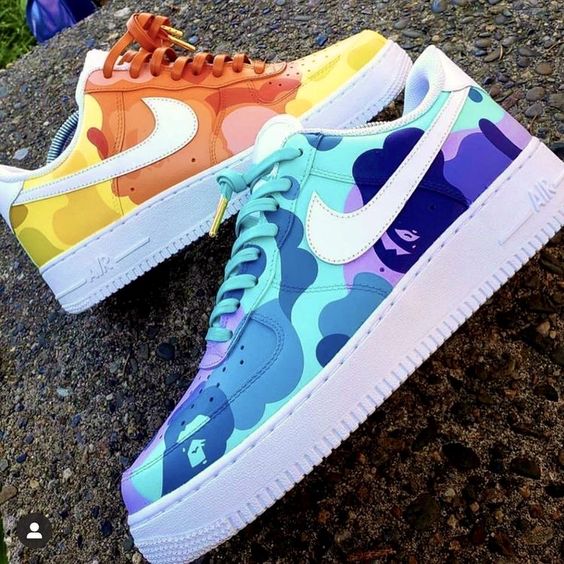 Orange Yellow Camo Custom Air Force 1-shecustomize