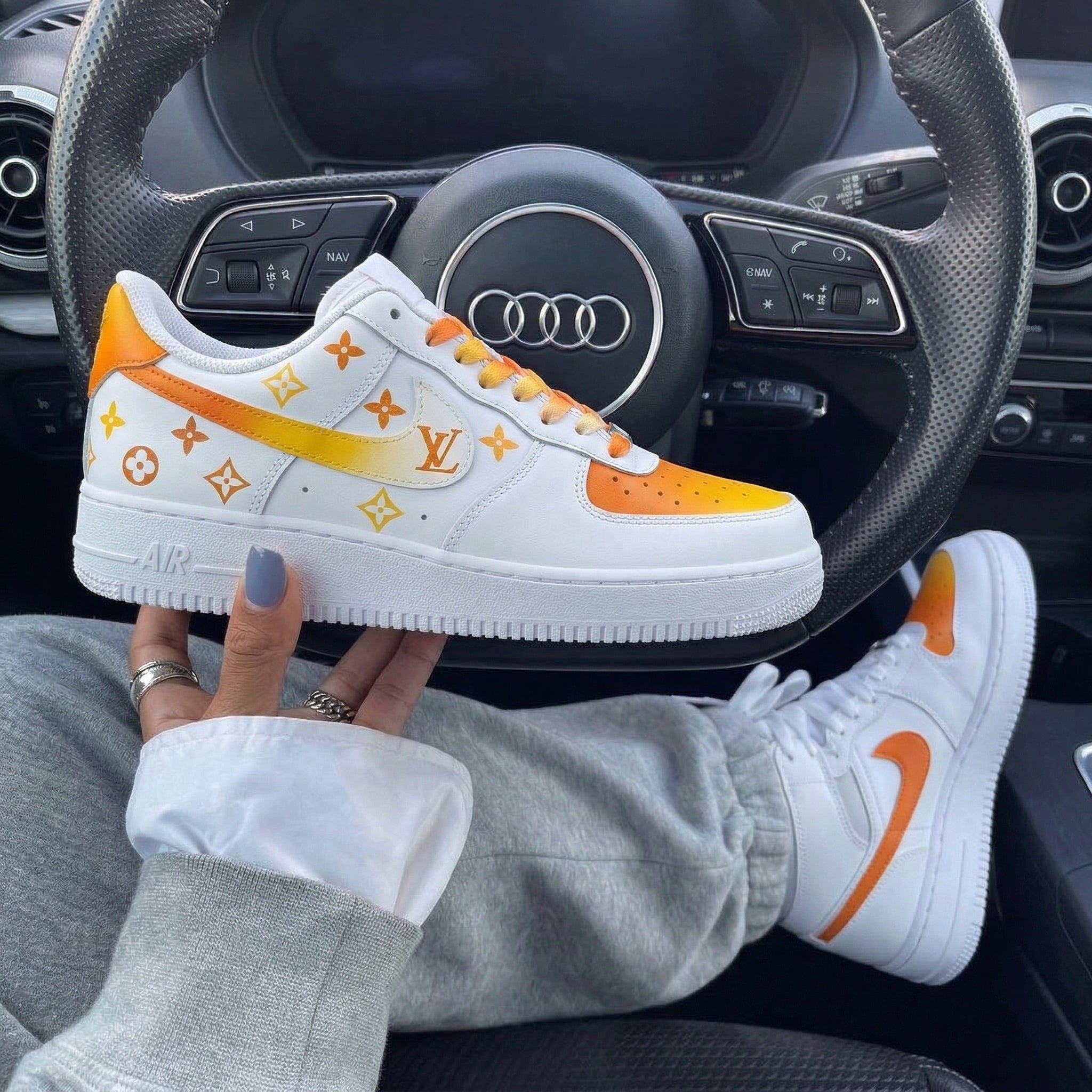 Orange Yellow Gradient LV Custom Air Force 1-shecustomize