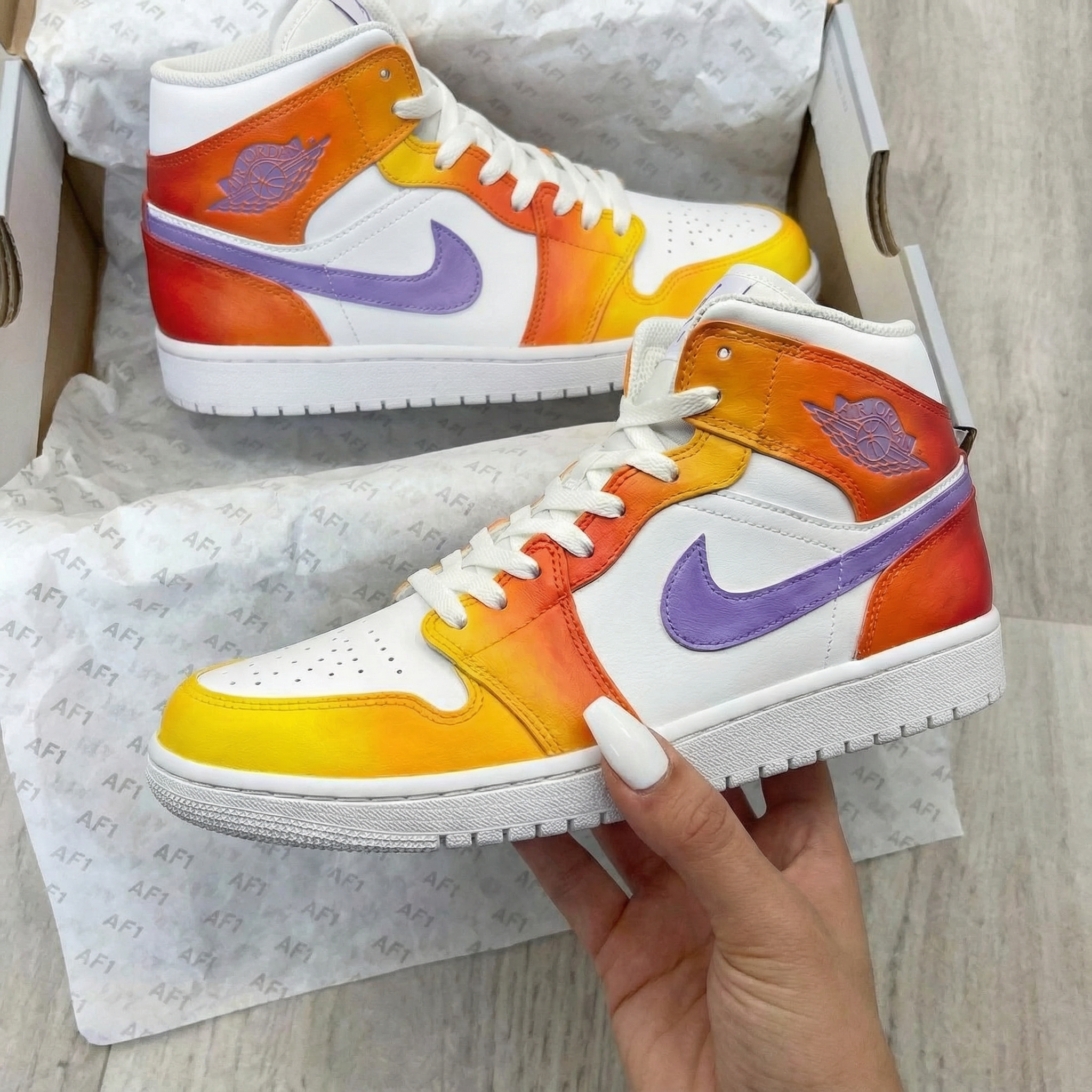 Orange Yellow Purple Custom Air Jordan 1-shecustomize