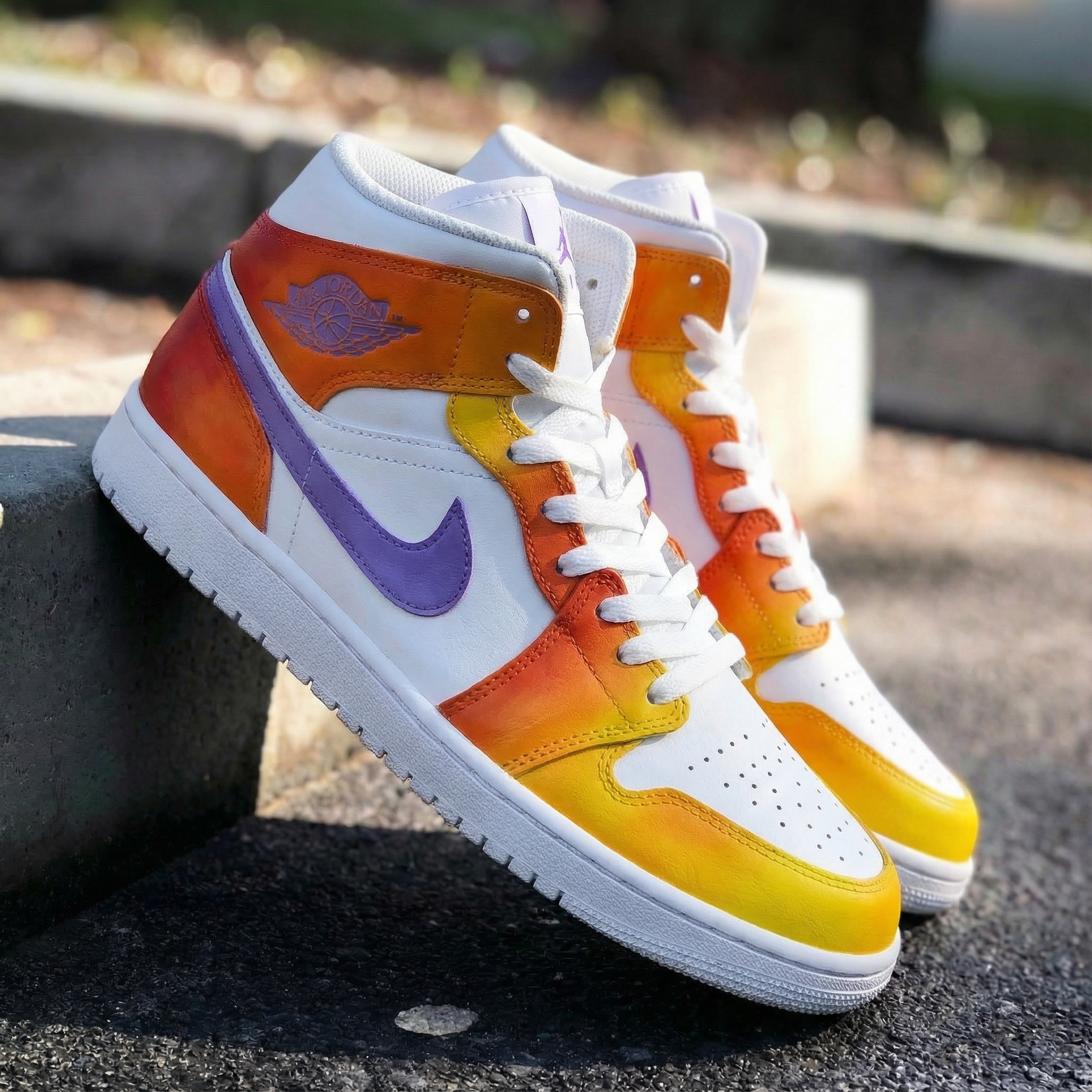 Orange Yellow Purple Custom Air Jordan 1-shecustomize