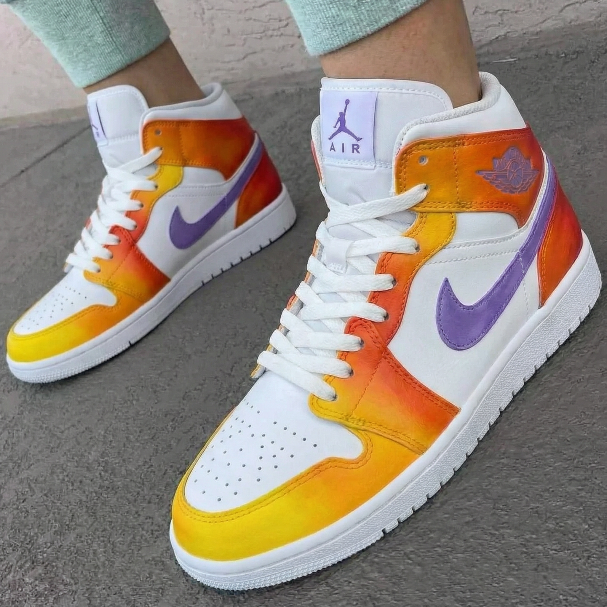 Orange Yellow Purple Custom Air Jordan 1-shecustomize