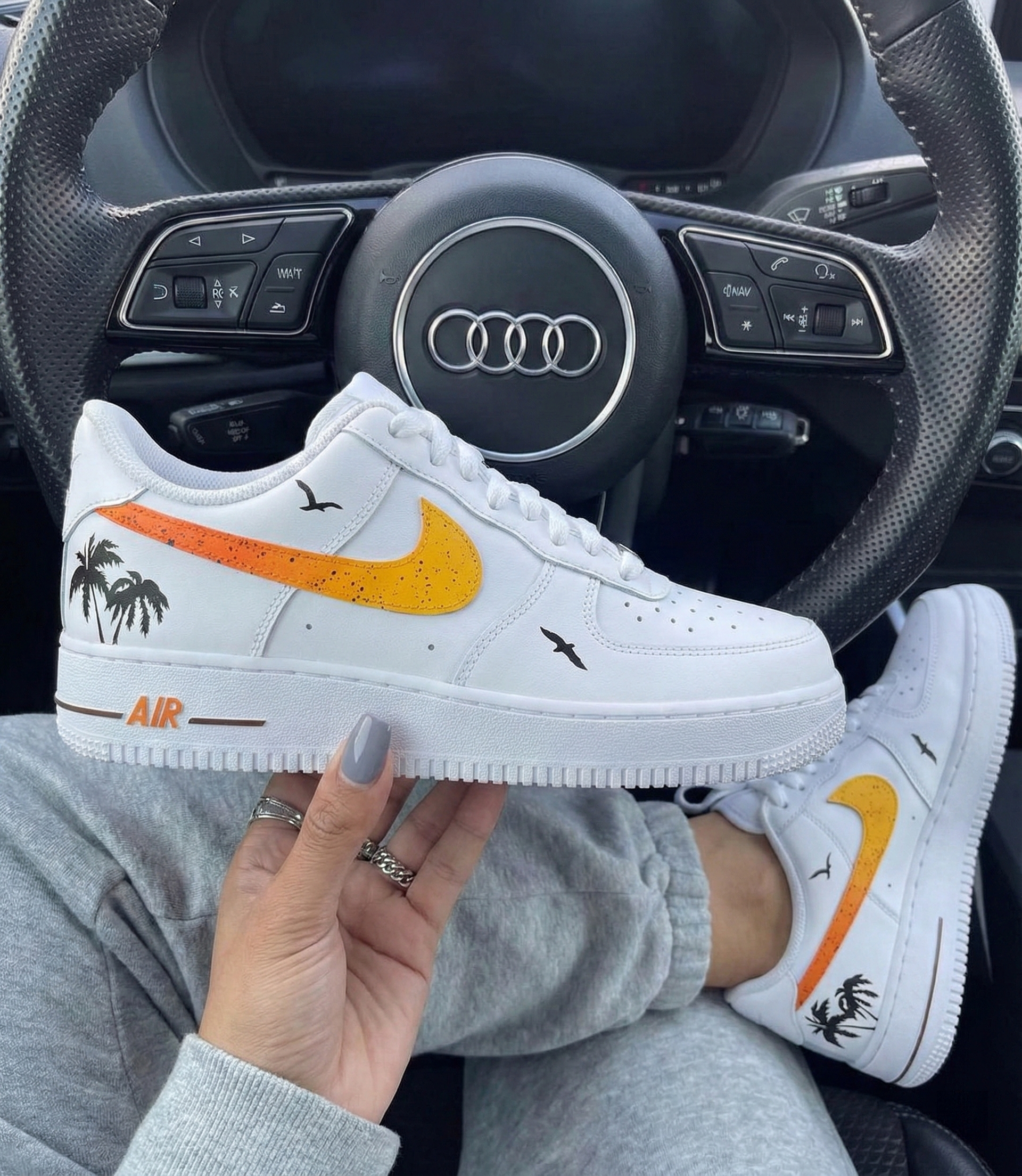 Orange Yellow Tropical - themed Custom Air Force 1 Thick shoelaces-shecustomize