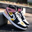 Pink Black and White Sunflower Bee Custom Air Jordan 1-shecustomize