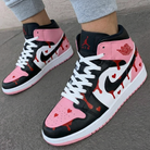 Pink Black White Heart Custom Air Jordan 1-shecustomize