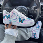 Pink Blue Butterflies Custom Air Force 1-shecustomize