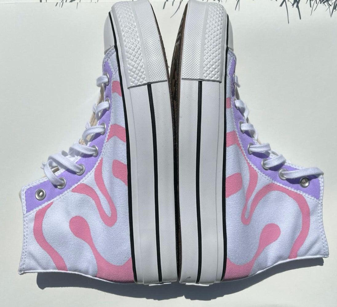 Pink Blue Line Custom Converse-shecustomize