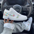 Pink Blue Orange Flower Butterflies Custom Air Jordan 1-shecustomize