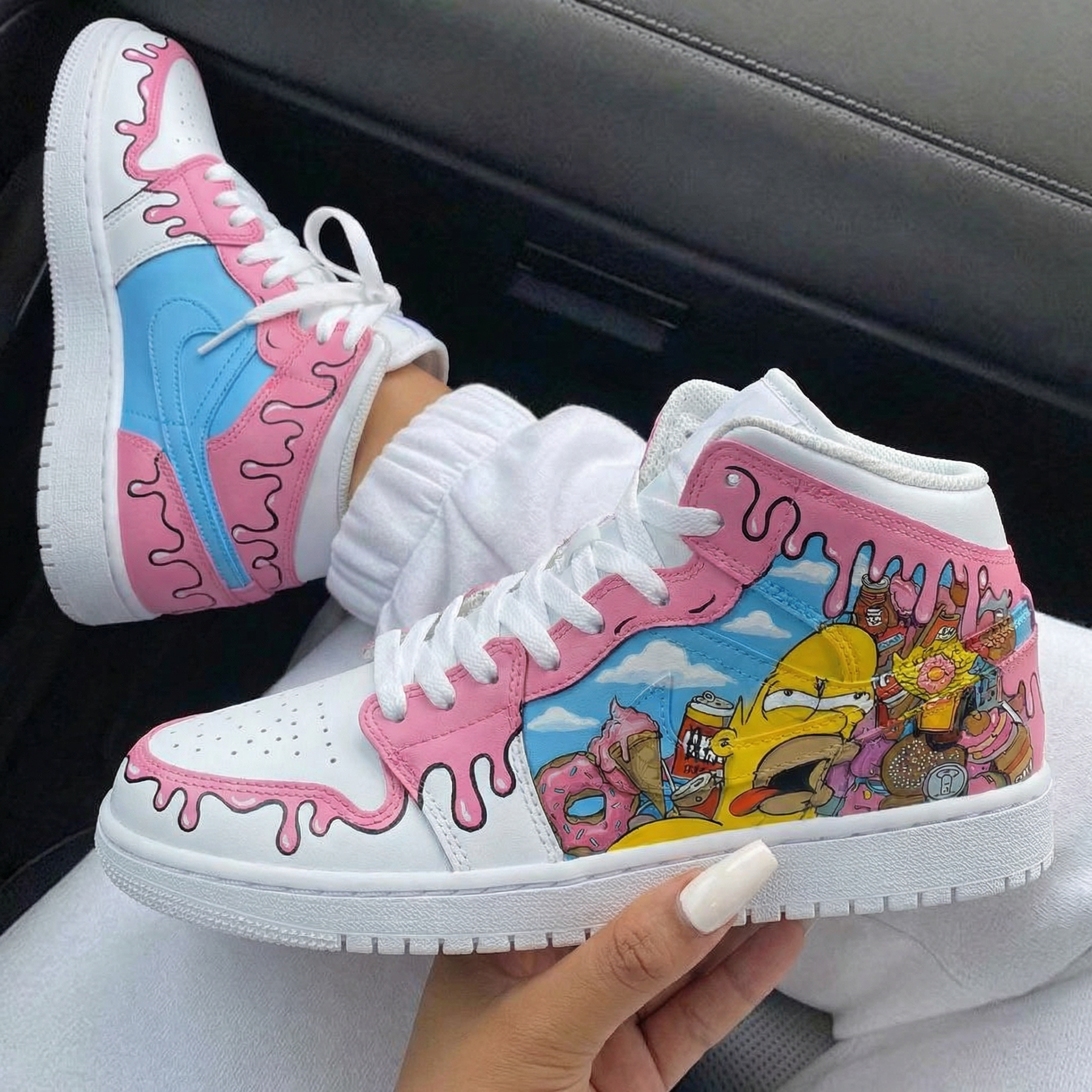 Pink Blue Simpsons Custom Air Jordan 1-shecustomize