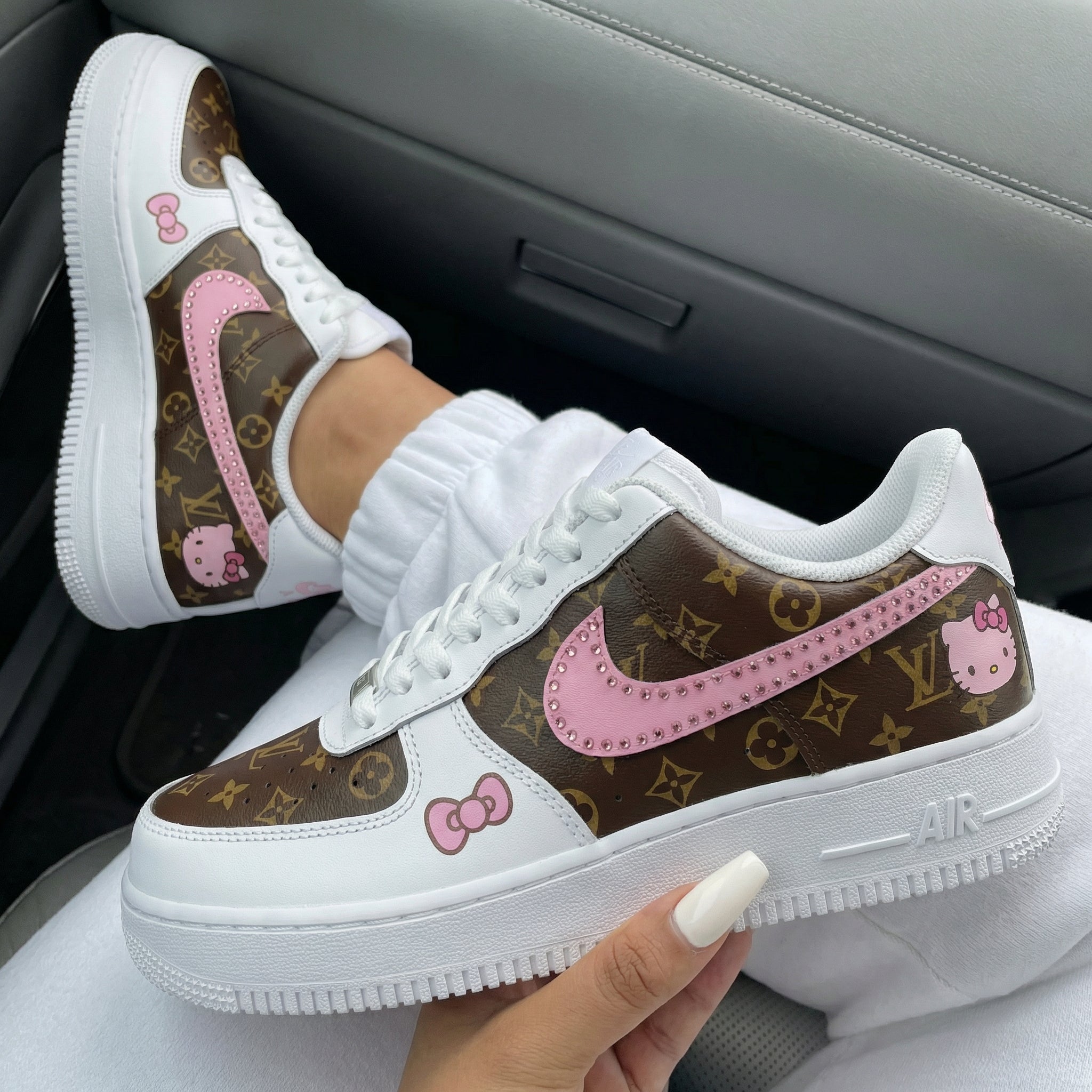 Pink Brown LV Hello - Kitty Custom Air Force 1-shecustomize