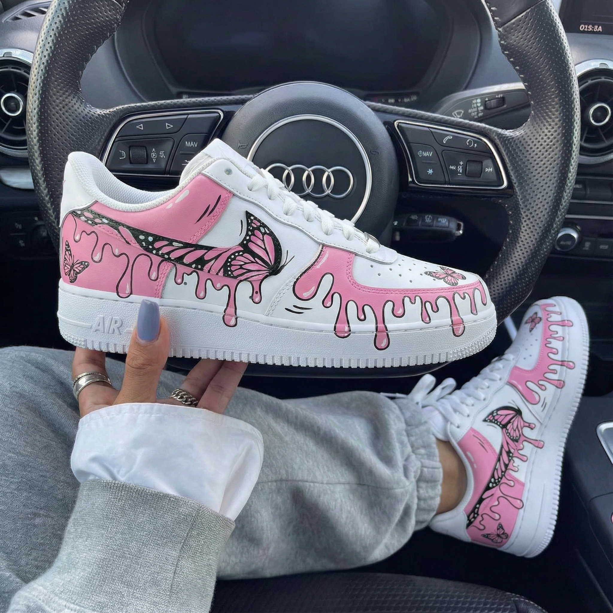 Pink Butterfly Drip Custom Air Force 1-shecustomize