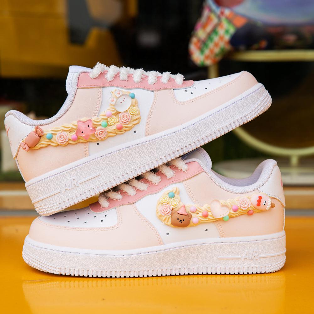 Pink Cream Cy Air Force 1s Custom Shoes Sneakers