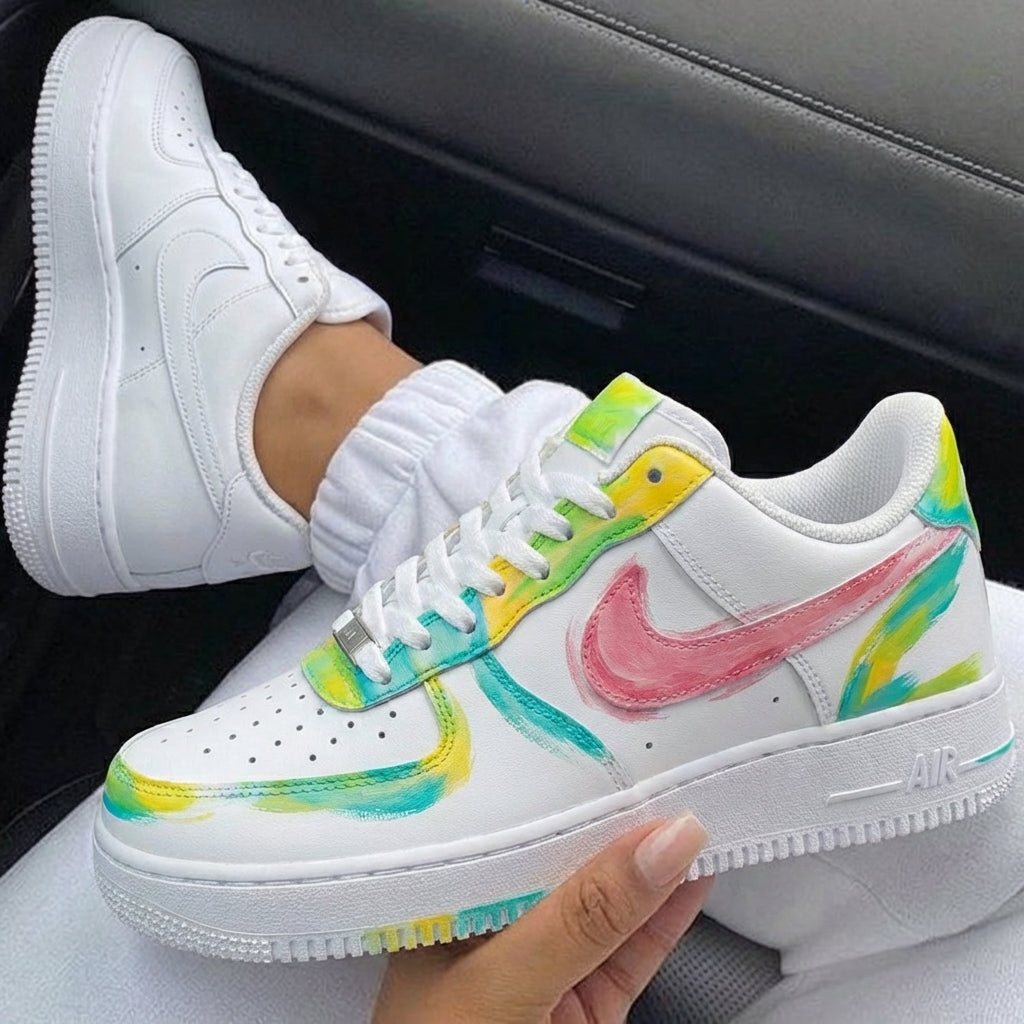 Pink Green Yellow Blue Graffiti Custom Air Force 1-shecustomize