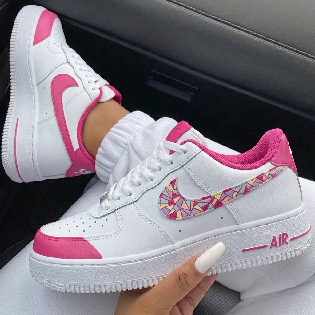 Pink Mosaic Pattern Custom Air Force 1-shecustomize