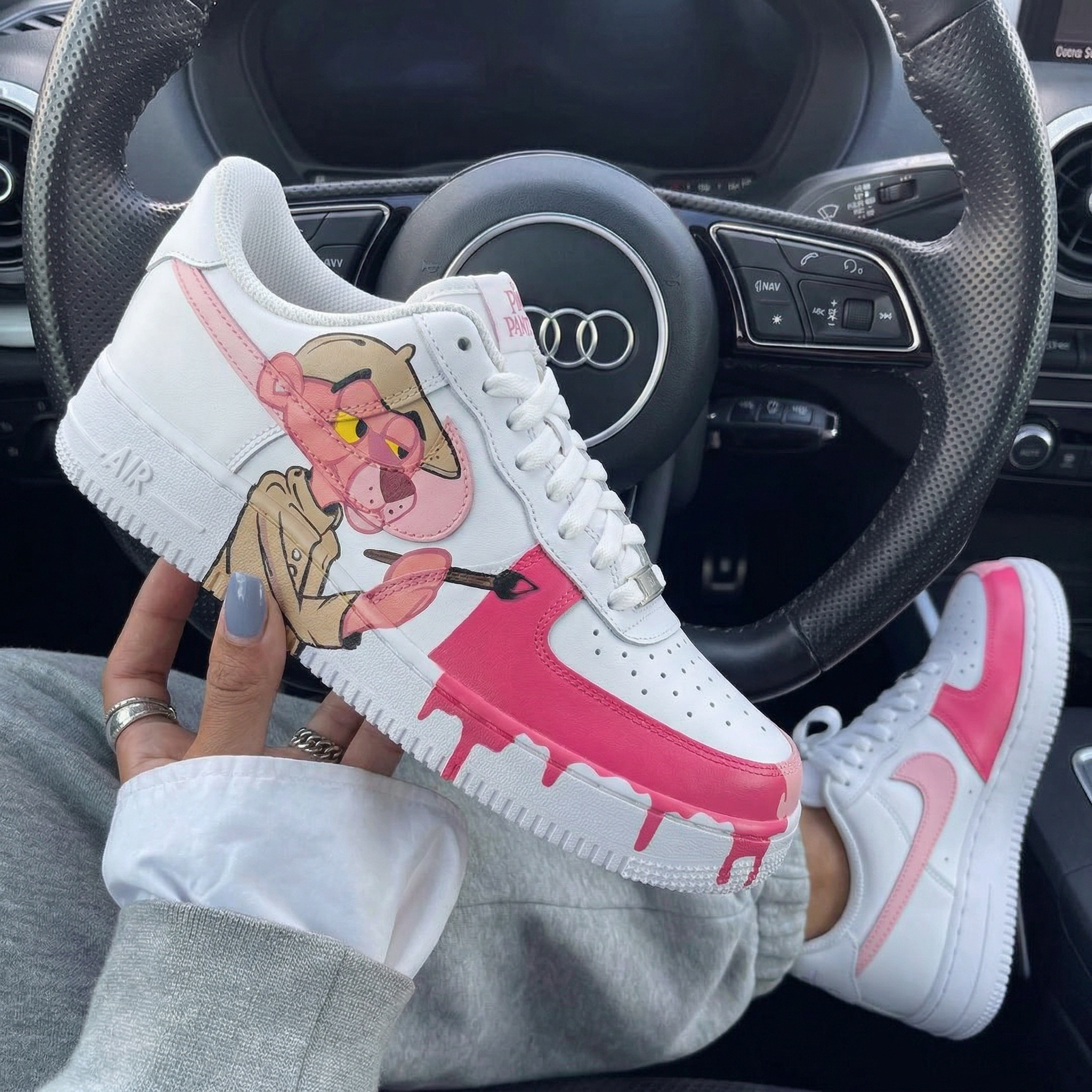Pink Panther Paint Drip Custom Air Force 1-shecustomize
