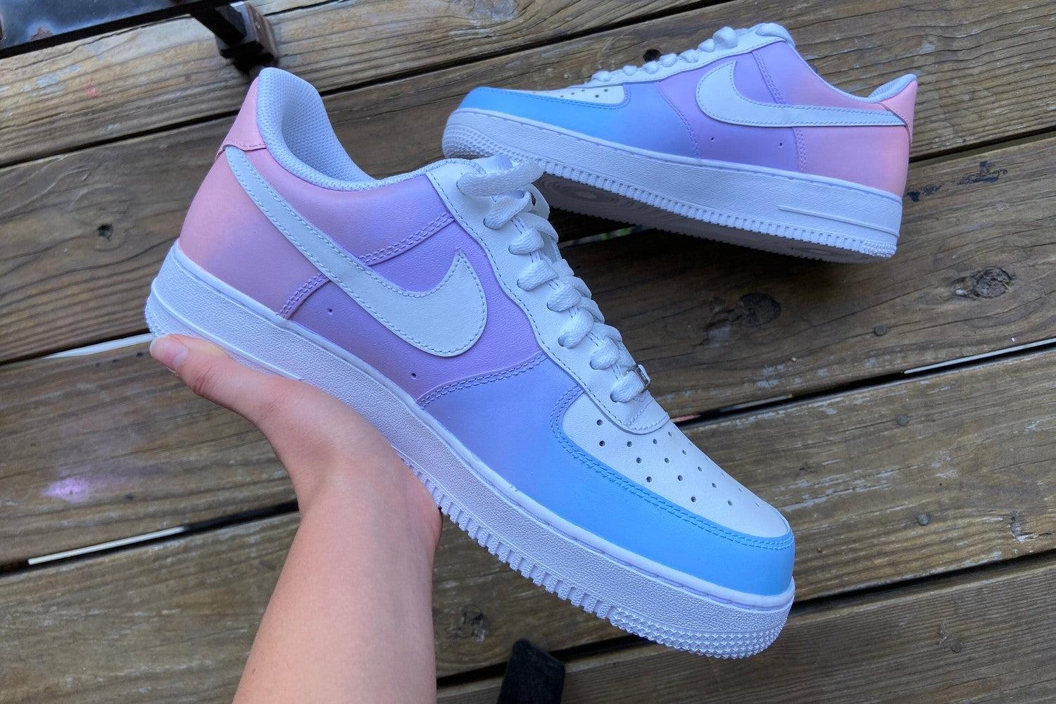 Pink Purple Blue Gradient Custom Air Force 1-shecustomize