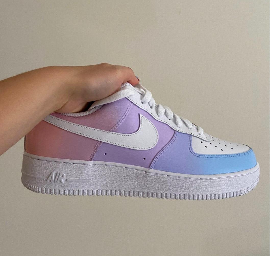 Pink Purple Blue Gradient Custom Air Force 1-shecustomize