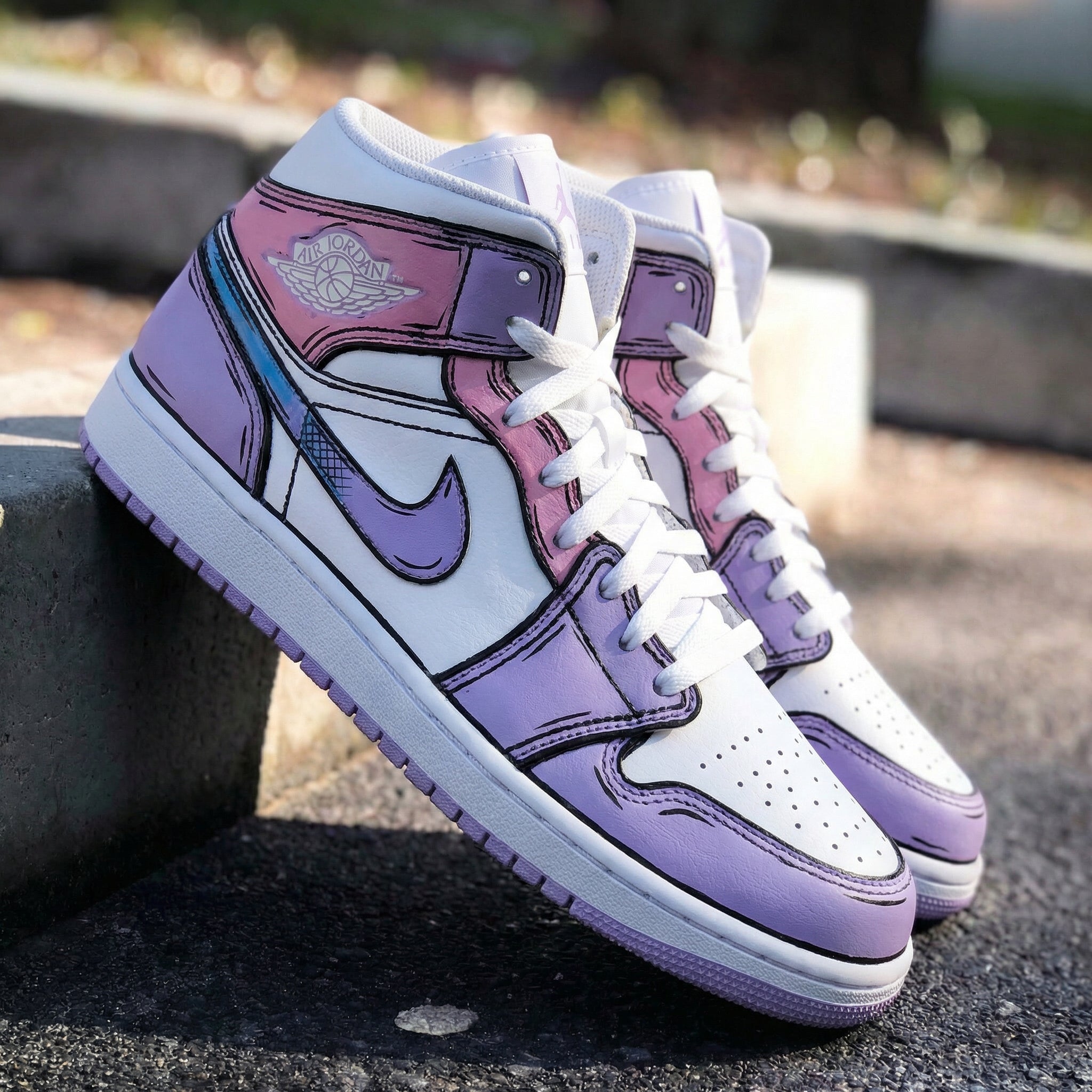 Pink Purple Cartoon Custom Air Jordan 1-shecustomize