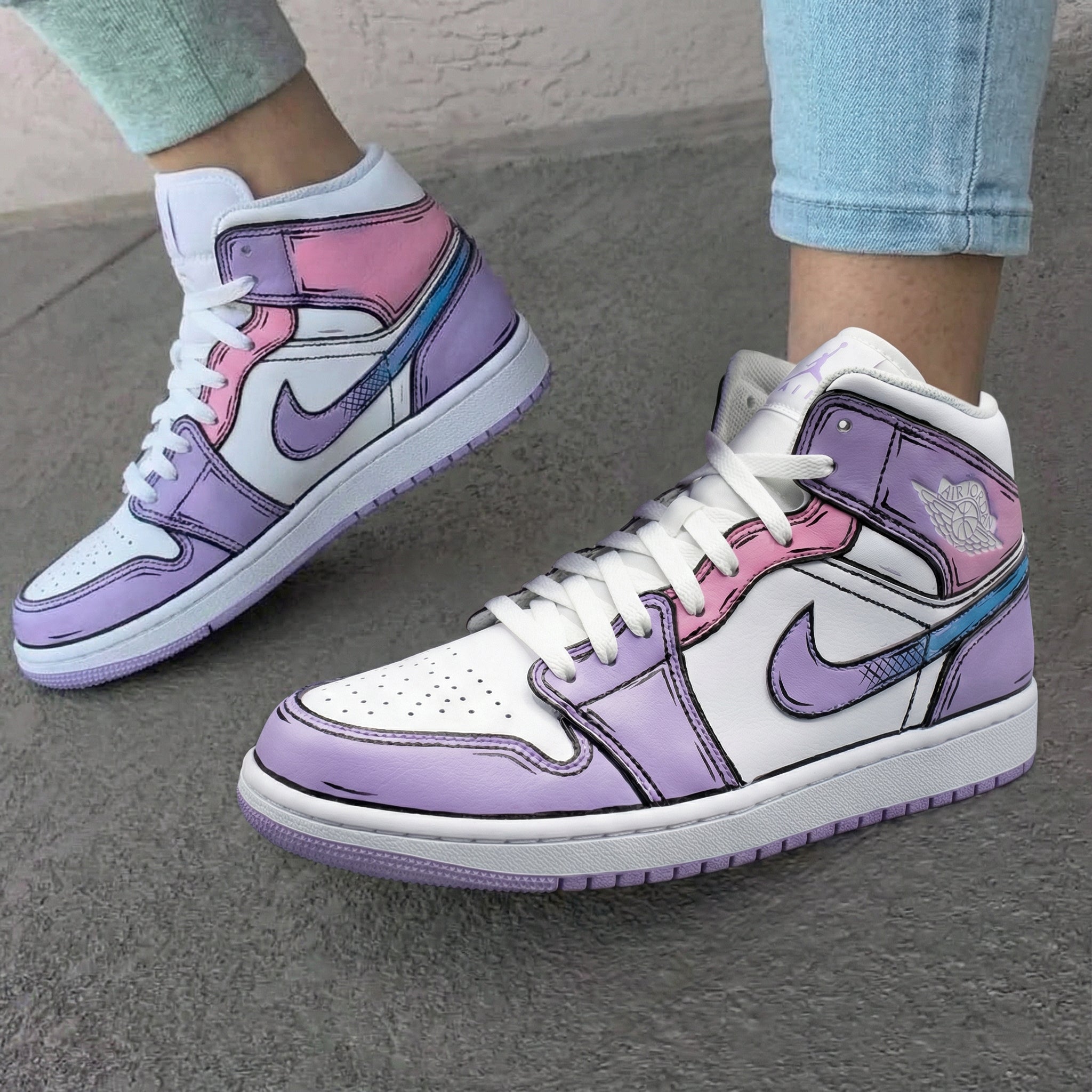 Pink Purple Cartoon Custom Air Jordan 1-shecustomize