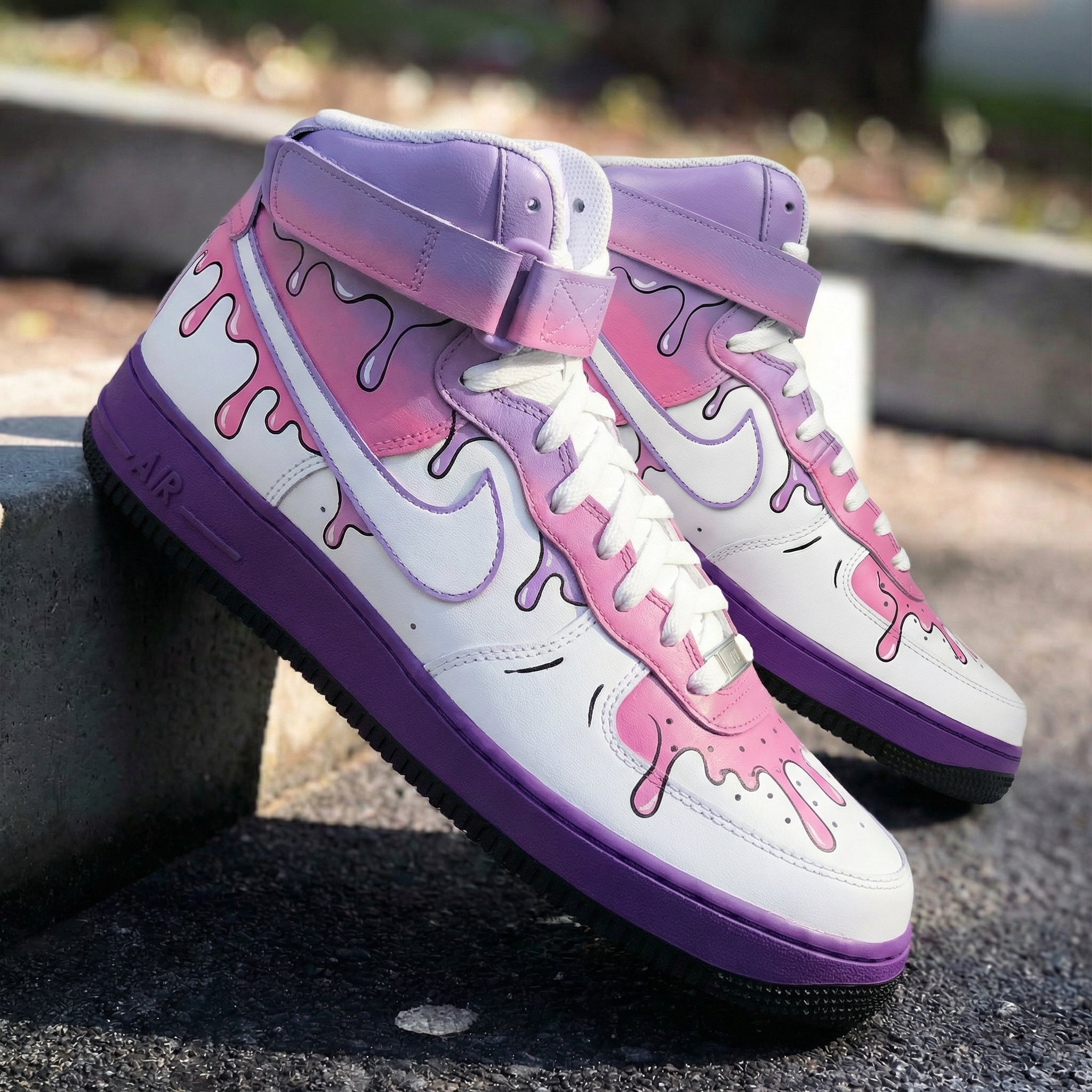 Pink Purple Drip Custom Air Force 1-shecustomize