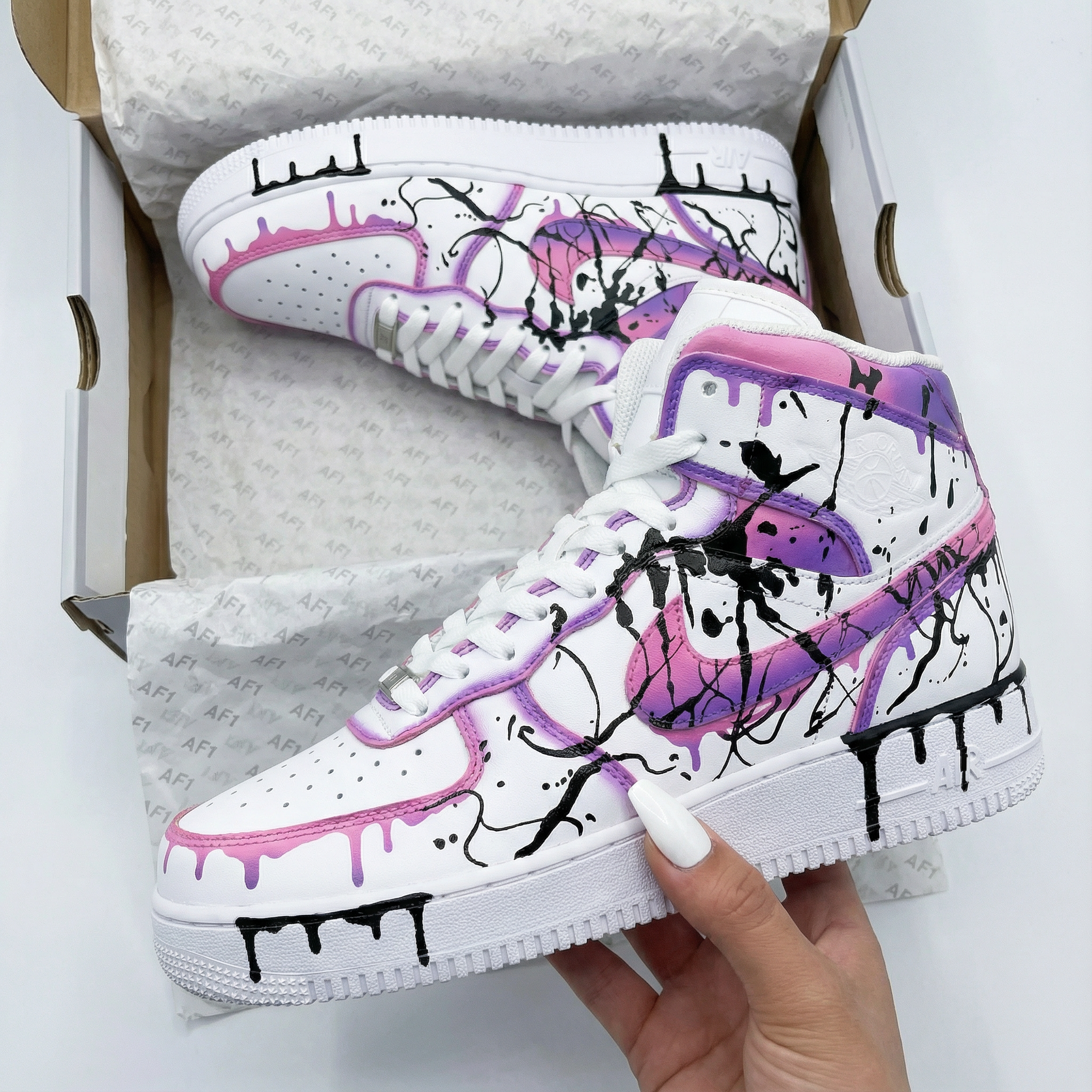 Pink Purple Drip Custom Air Force 1-shecustomize