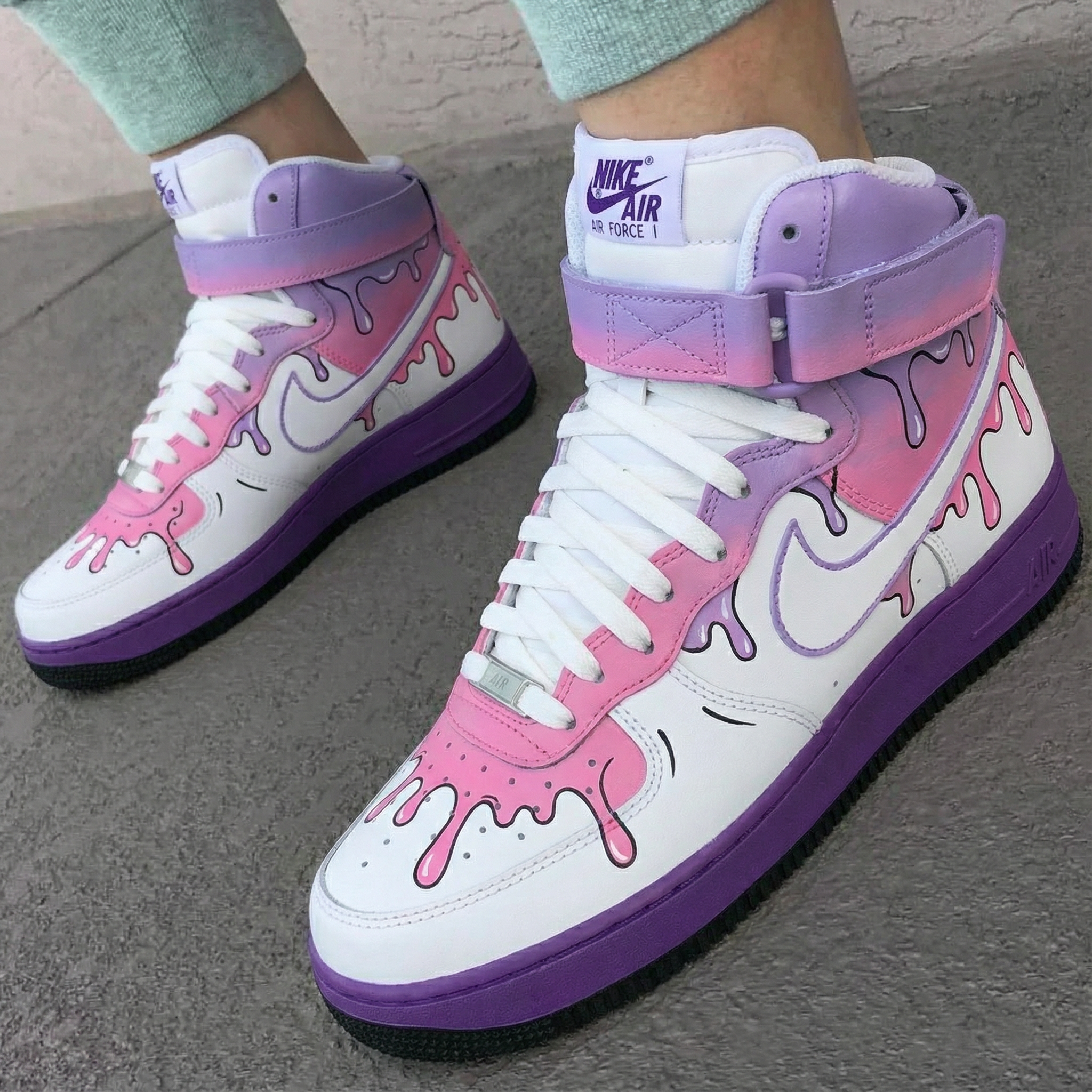 Pink Purple Drip Custom Air Force 1-shecustomize