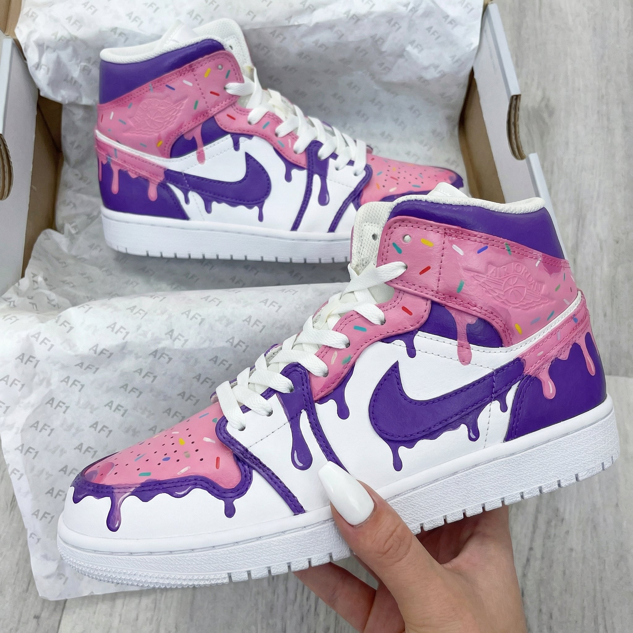 Pink Purple Drip Custom Air Jordan 1-shecustomize