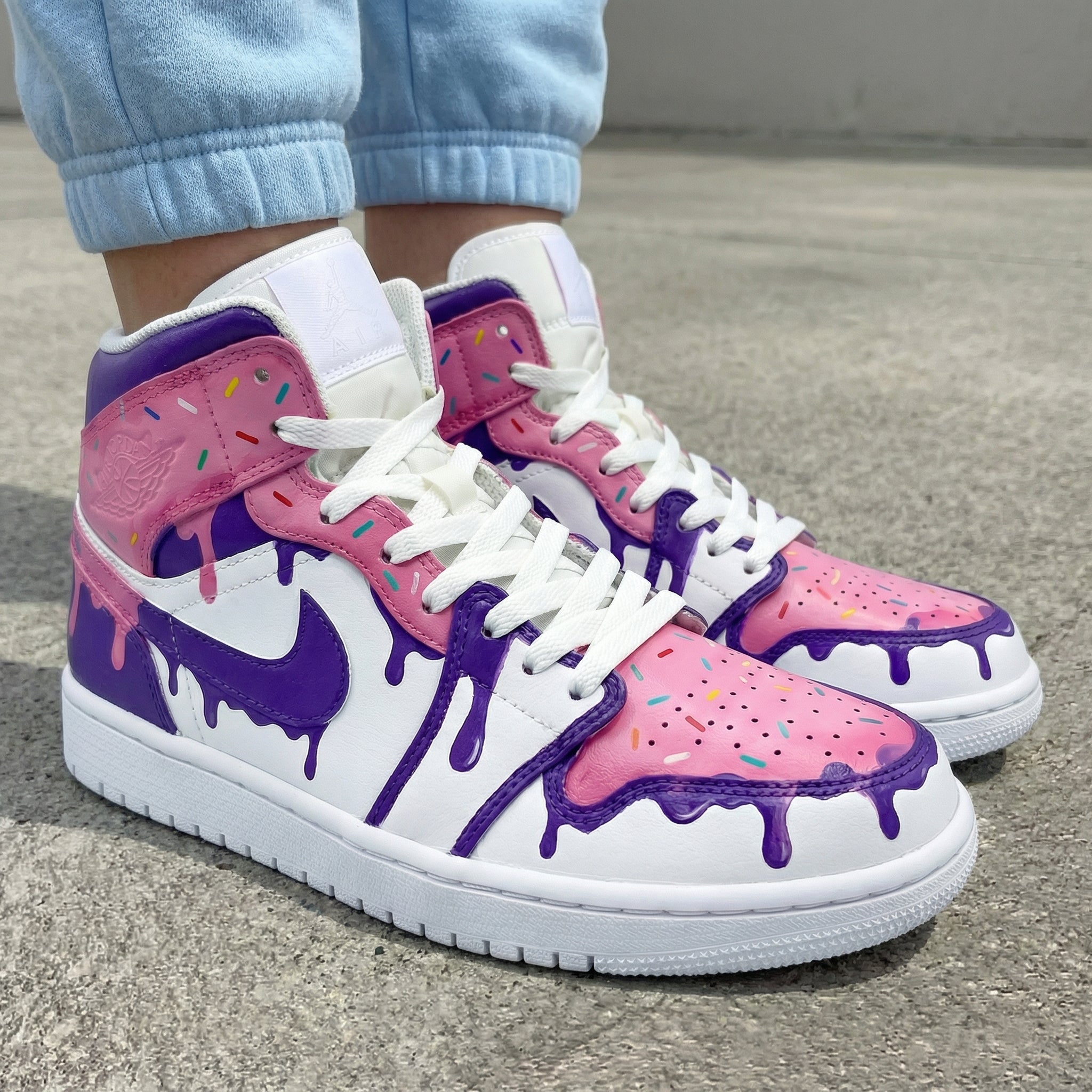 Pink Purple Drip Custom Air Jordan 1-shecustomize