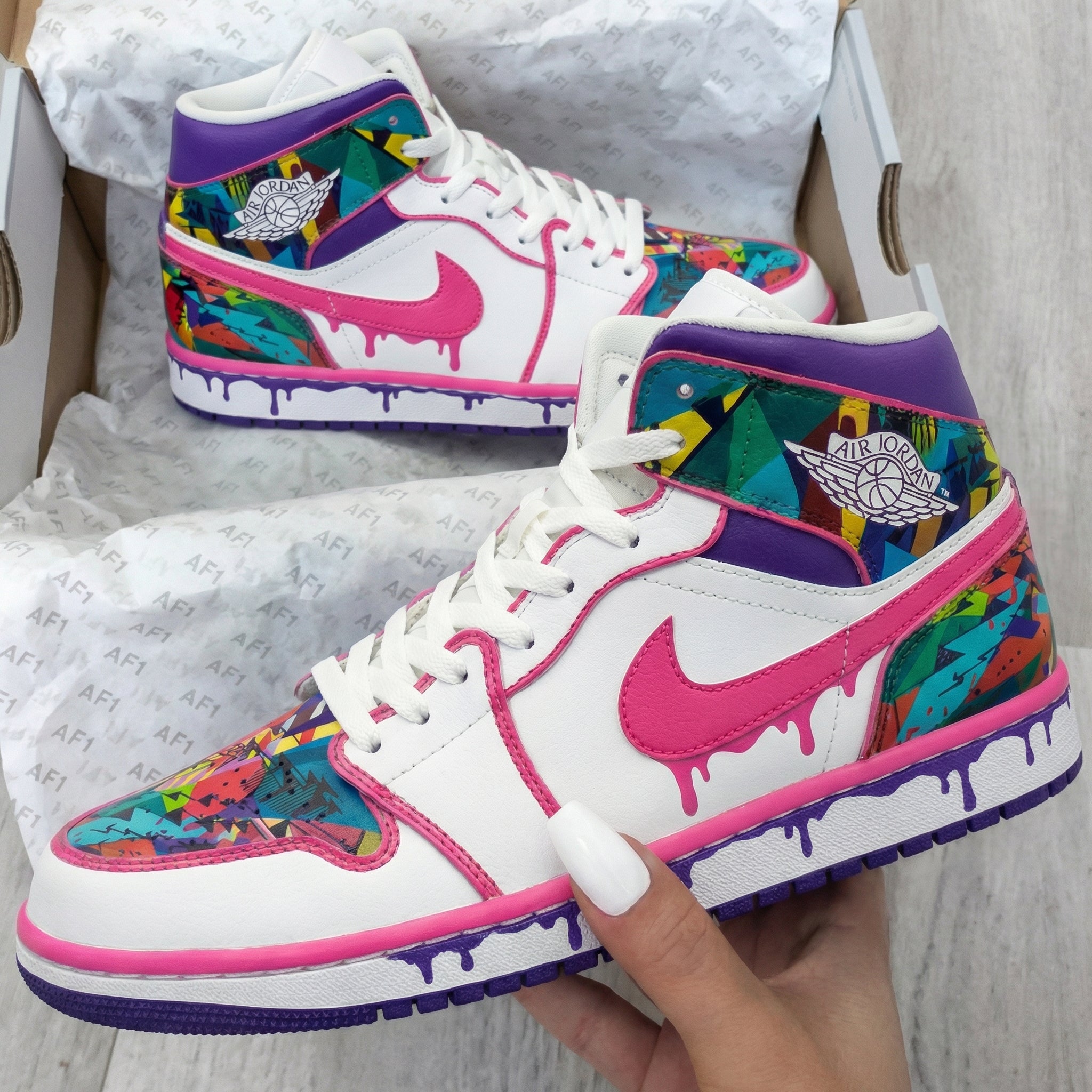 Pink Purple Mosaic Custom Air Jordan 1-shecustomize