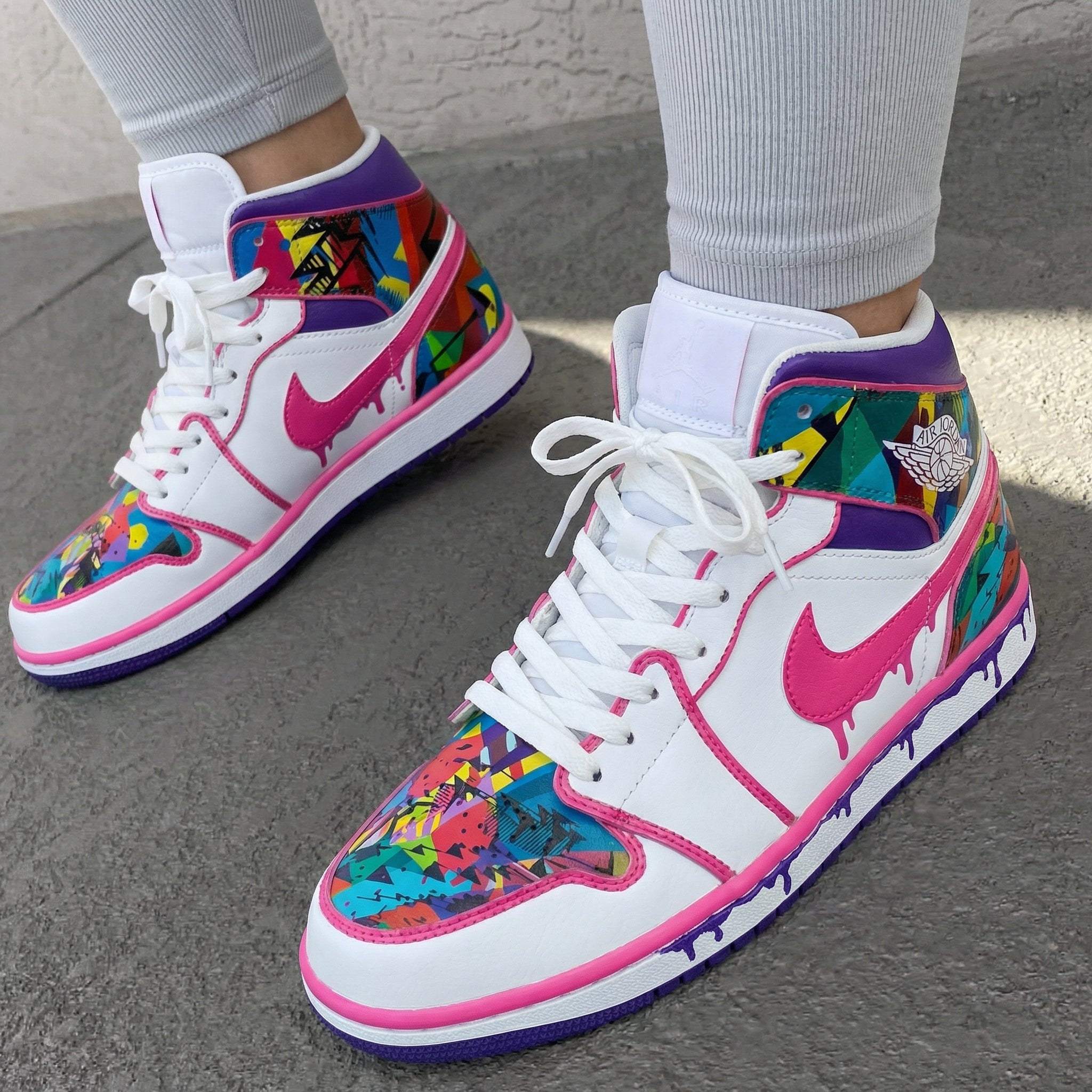 Pink Purple Mosaic Custom Air Jordan 1-shecustomize
