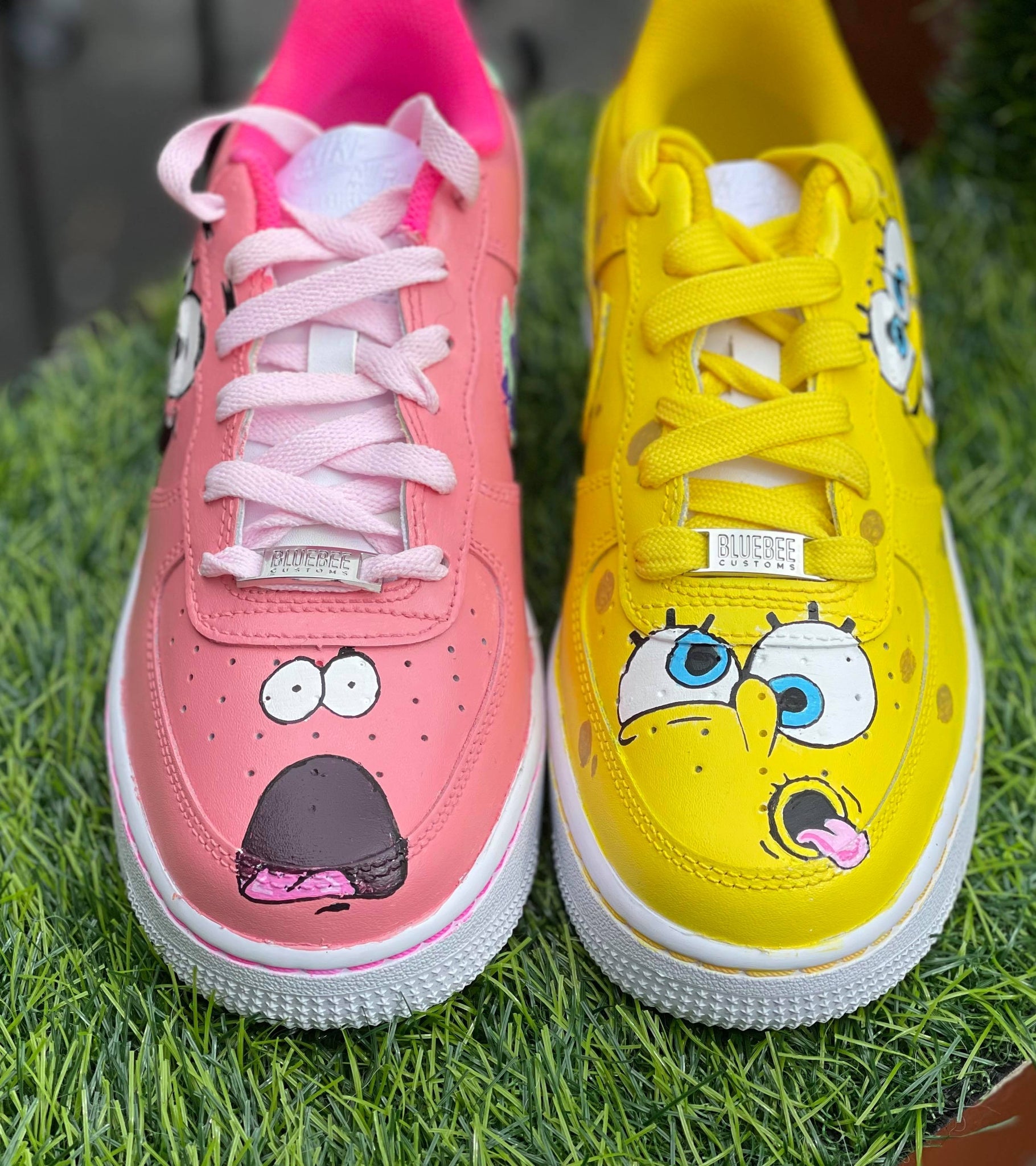Pink Yellow SpongeBob Custom Air Force 1-shecustomize