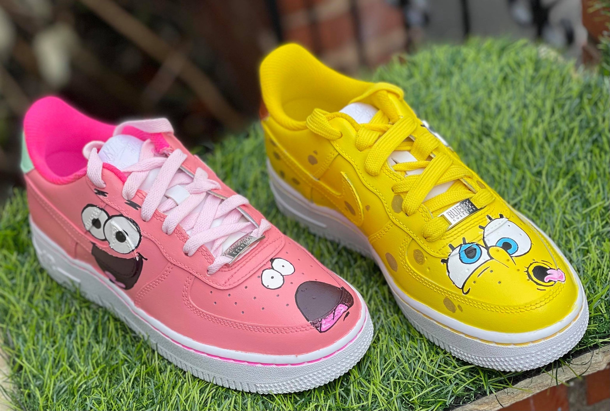 Pink Yellow SpongeBob Custom Air Force 1-shecustomize