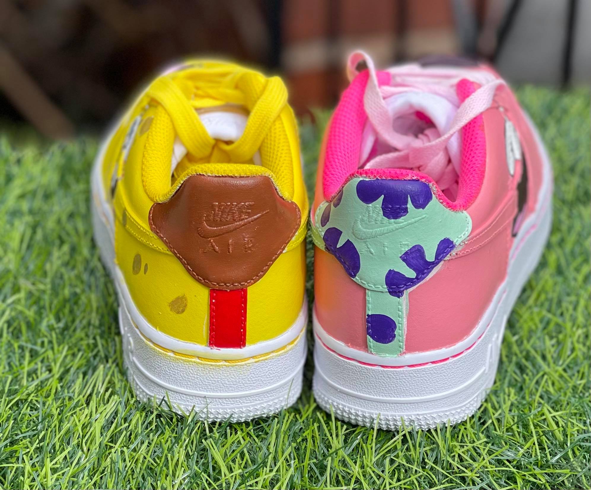 Pink Yellow SpongeBob Custom Air Force 1-shecustomize