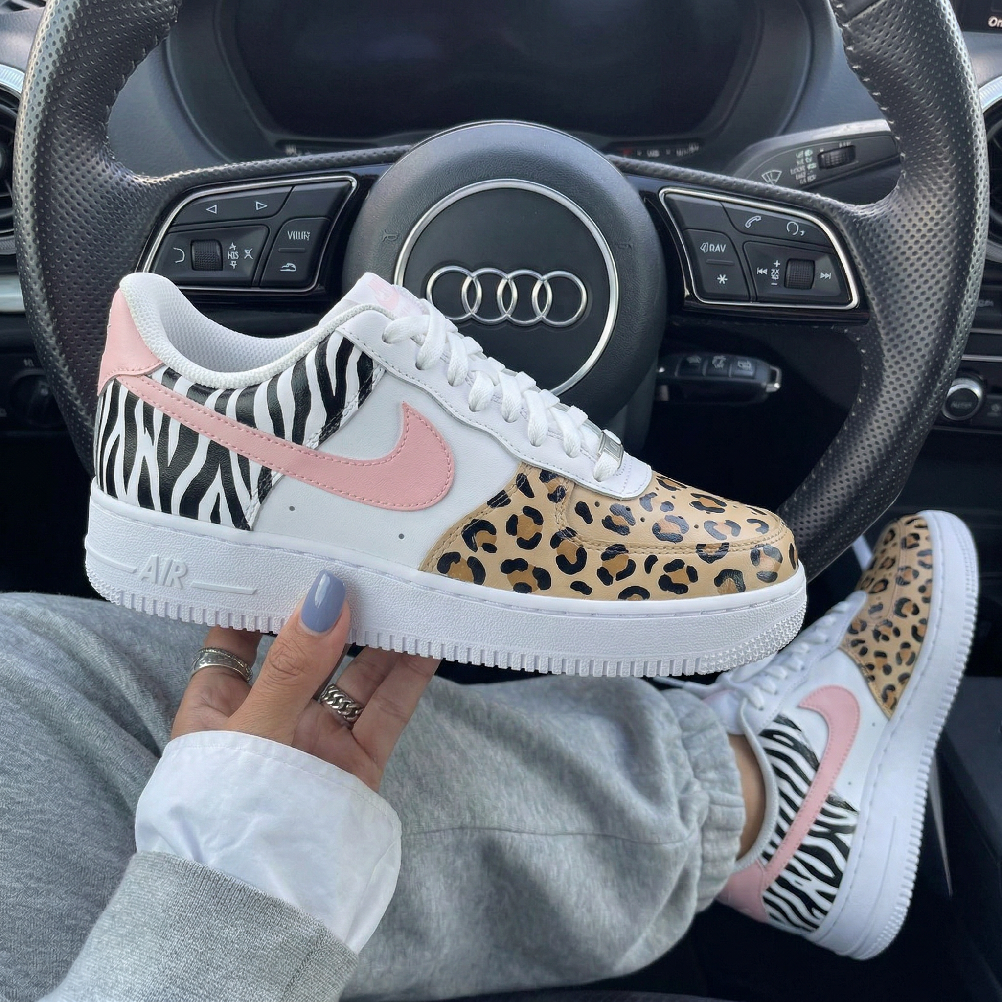 Pink Zebra Leopard Prints Custom Air Force 1-shecustomize
