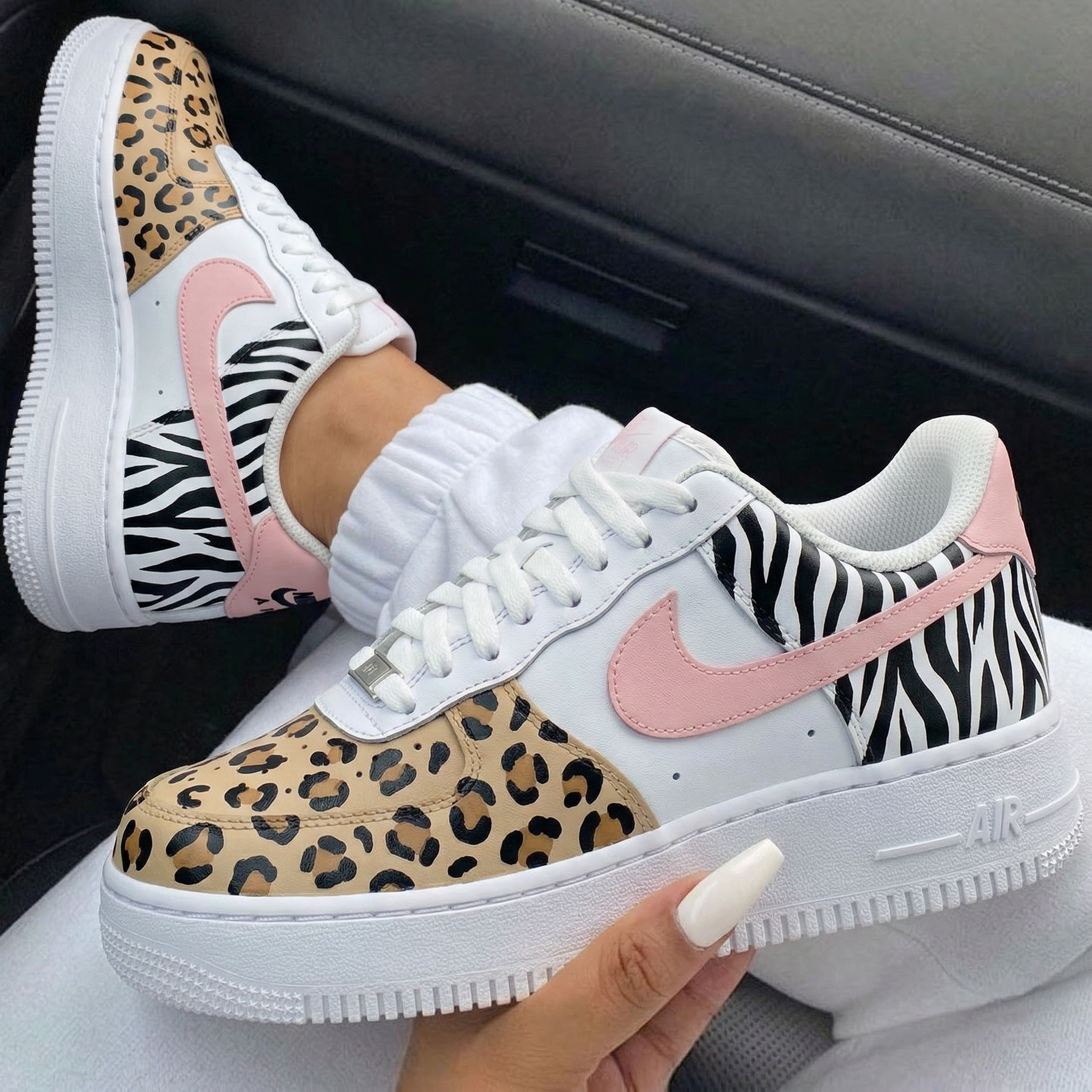 Pink Zebra Leopard Prints Custom Air Force 1-shecustomize