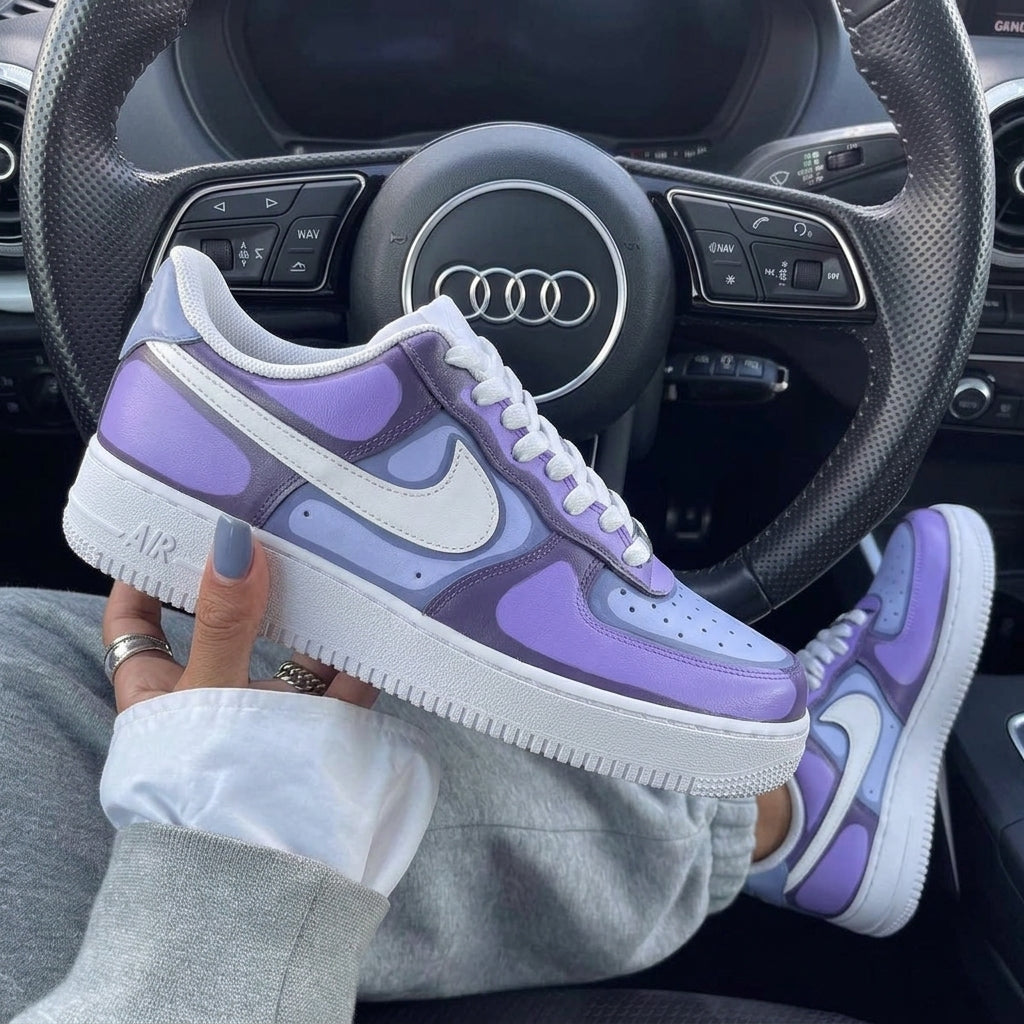 Purple Baby Blue Layered Custom Air Force 1 Shadow-shecustomize