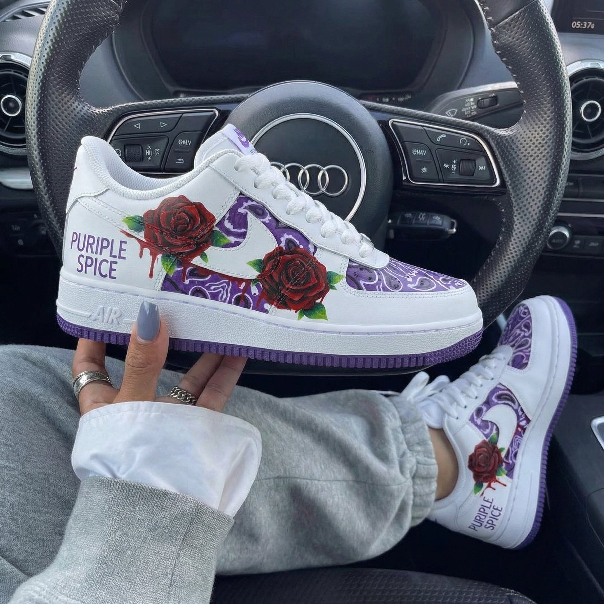 Purple Bandana Rose Custom Air Force 1-shecustomize