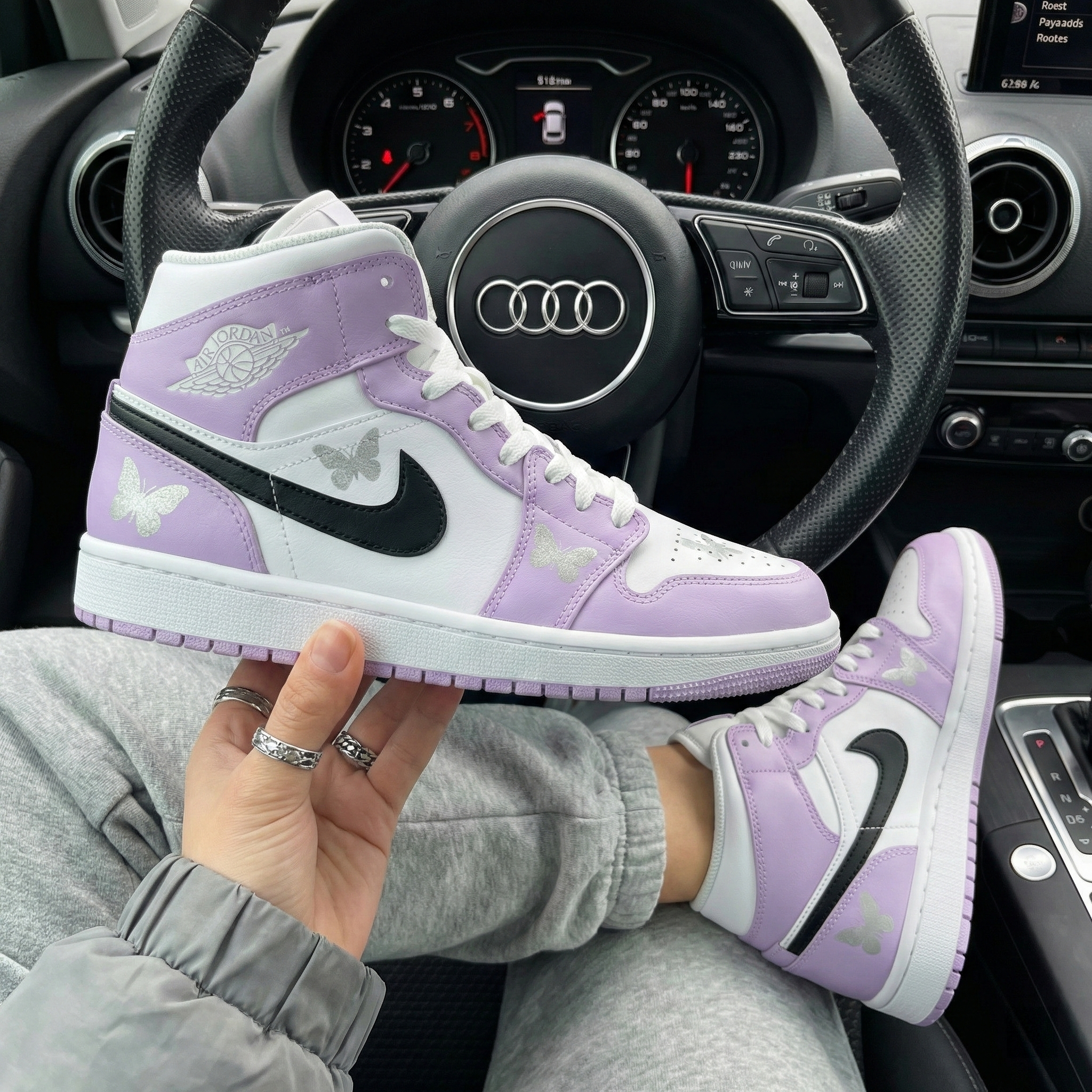 Purple Black Butterflies Custom Air Jordan 1-shecustomize