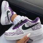 Purple Black Elephant Print Custom Air Force 1-shecustomize