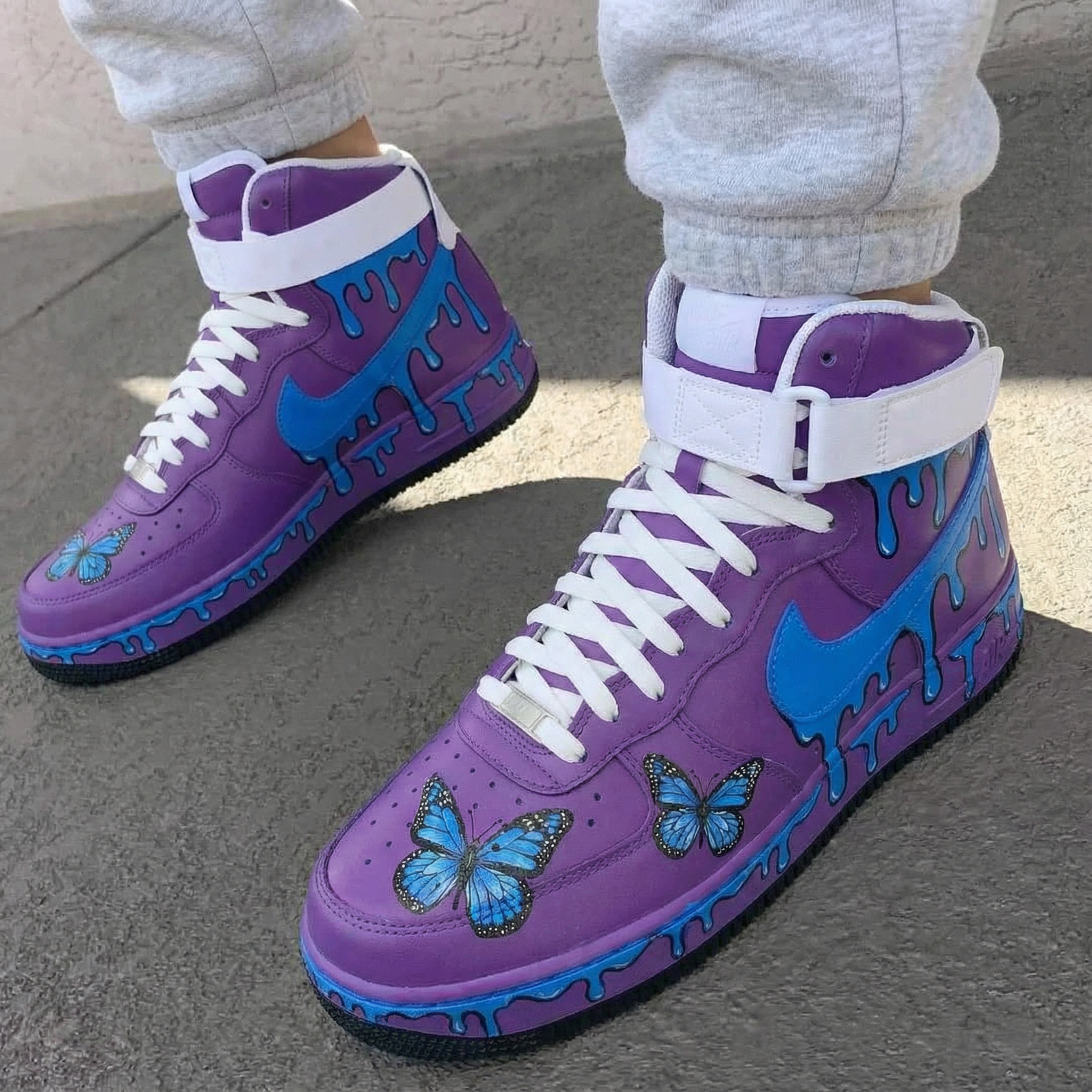 Purple Blue Butterfly Custom Air Force 1-shecustomize